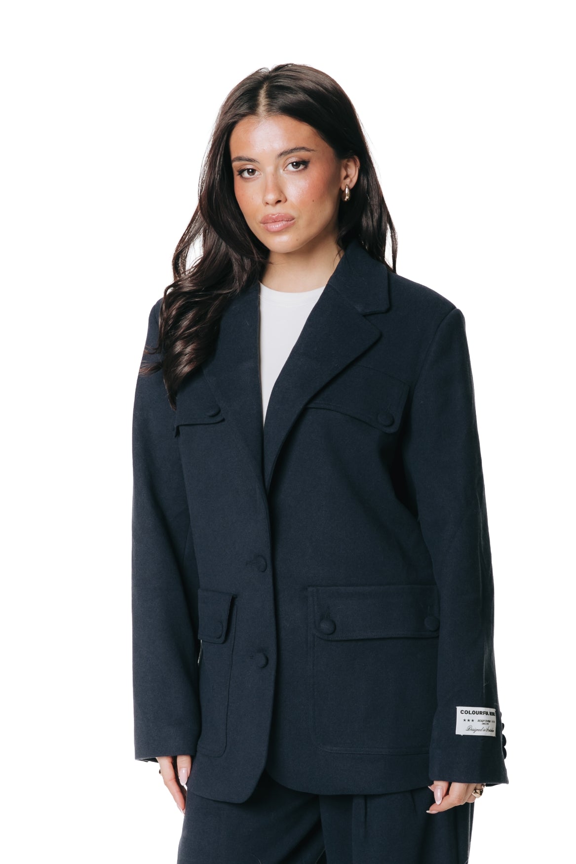 Callista Oversized Utility Blazer | Navy