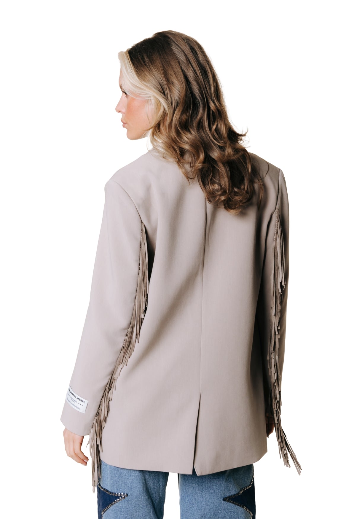 Jesra Fringe Blazer | Beige