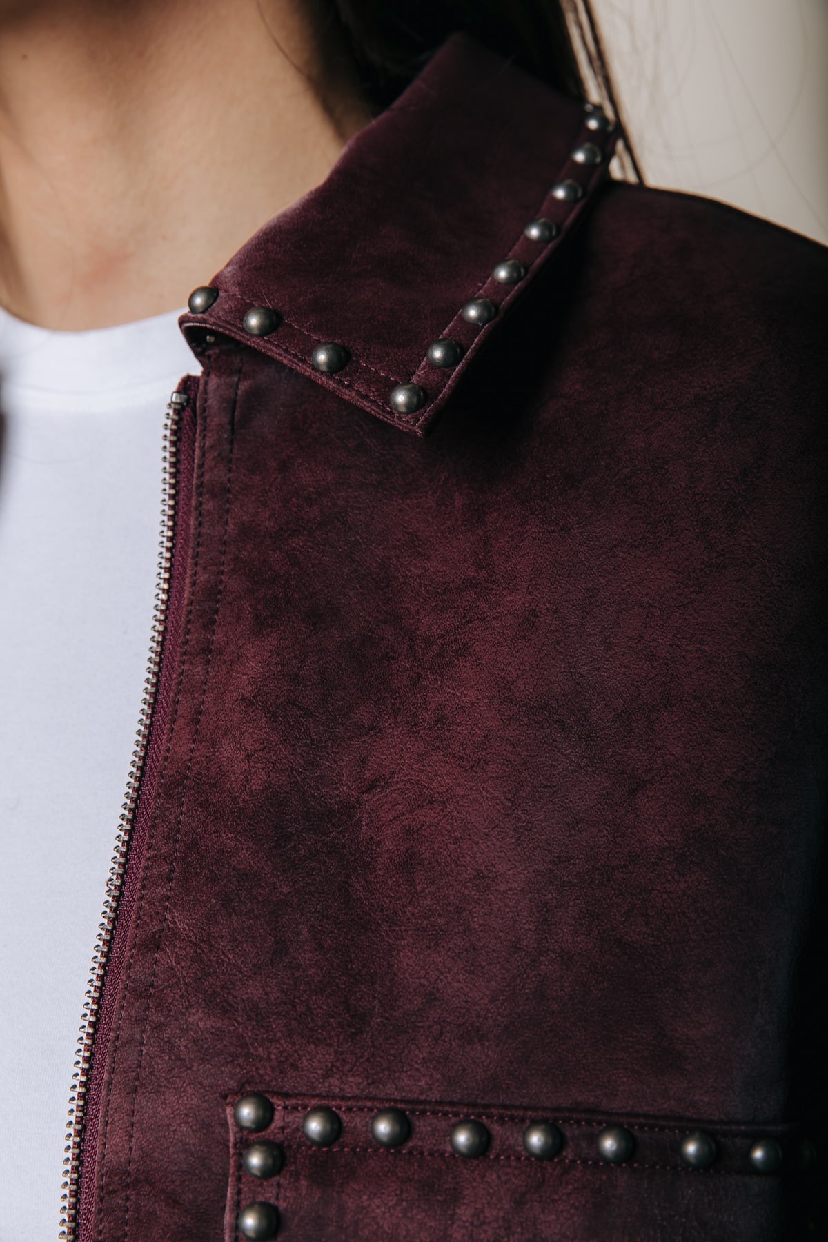 Jo Suede Worker Jacket | Bordeaux