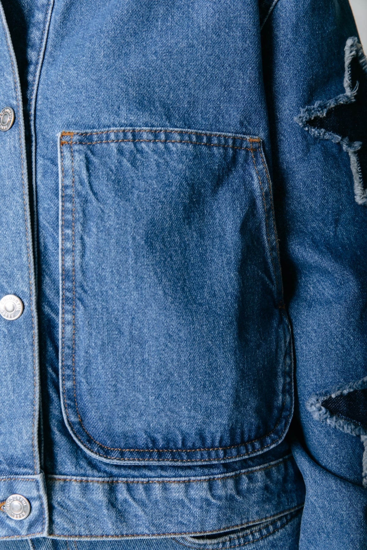 Jo Star Worker Jacket | Mid blue denim