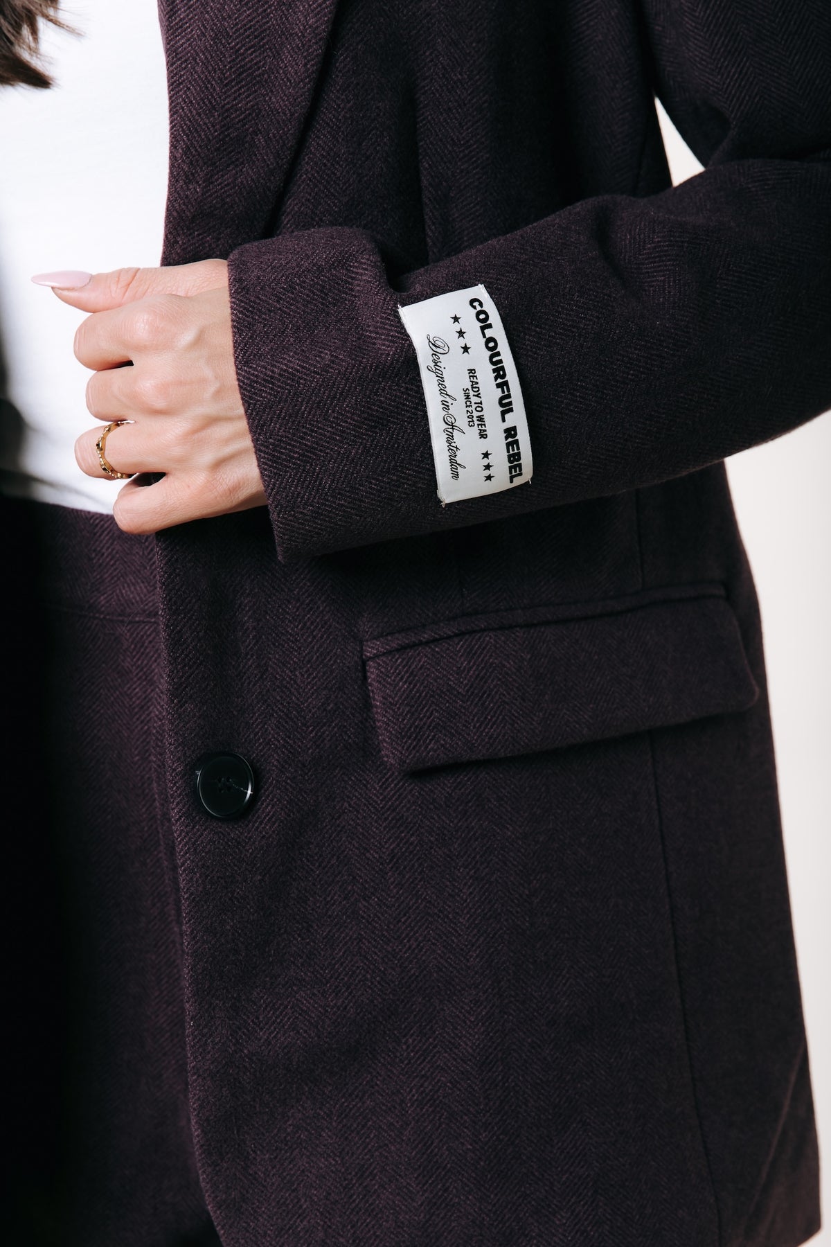Gemma Herringbone Blazer | Red
