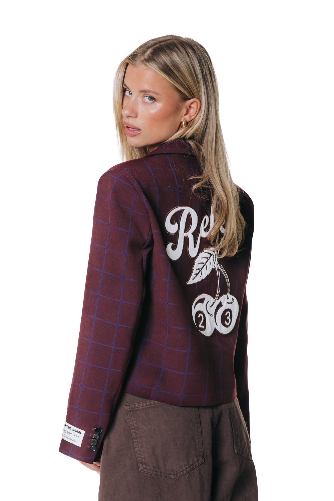 Dova Check Cropped Blazer | Red
