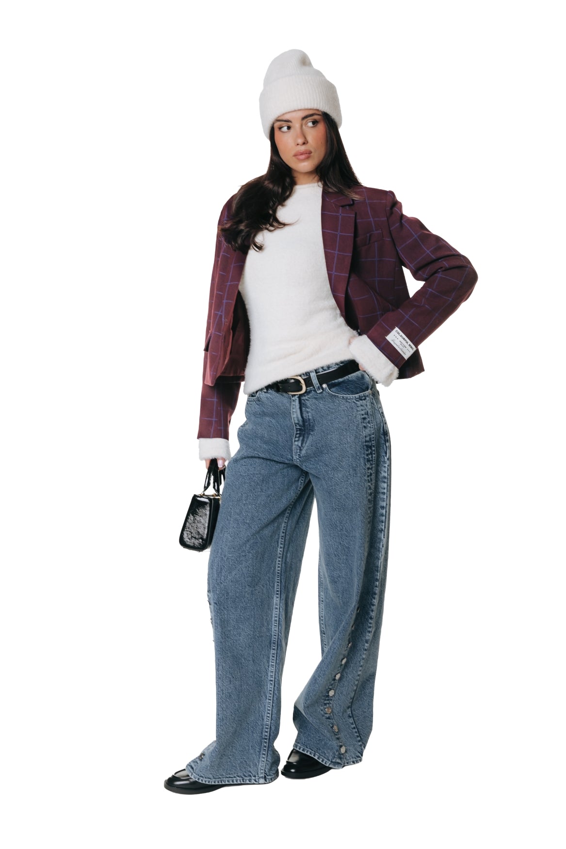 Dova Check Cropped Blazer | Red