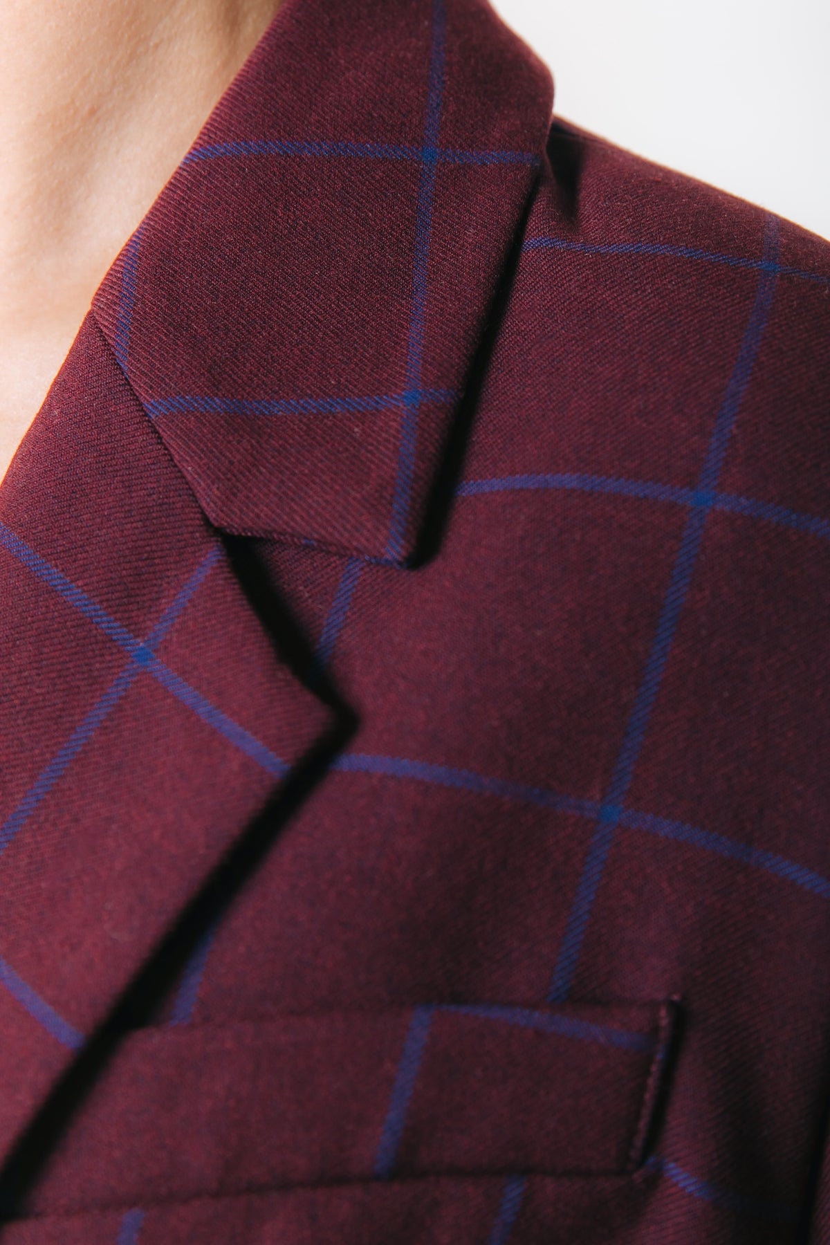 Dova Check Cropped Blazer | Red