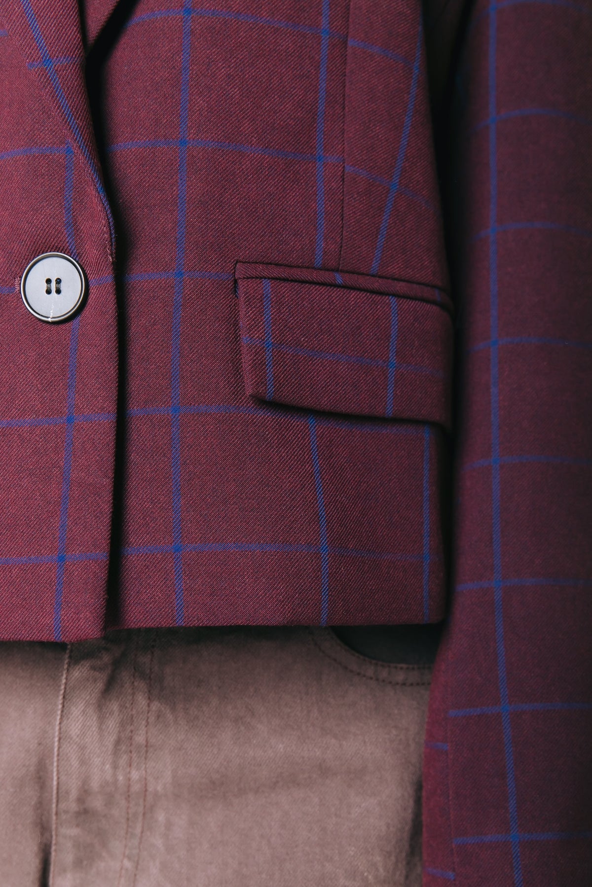 Dova Check Cropped Blazer | Red