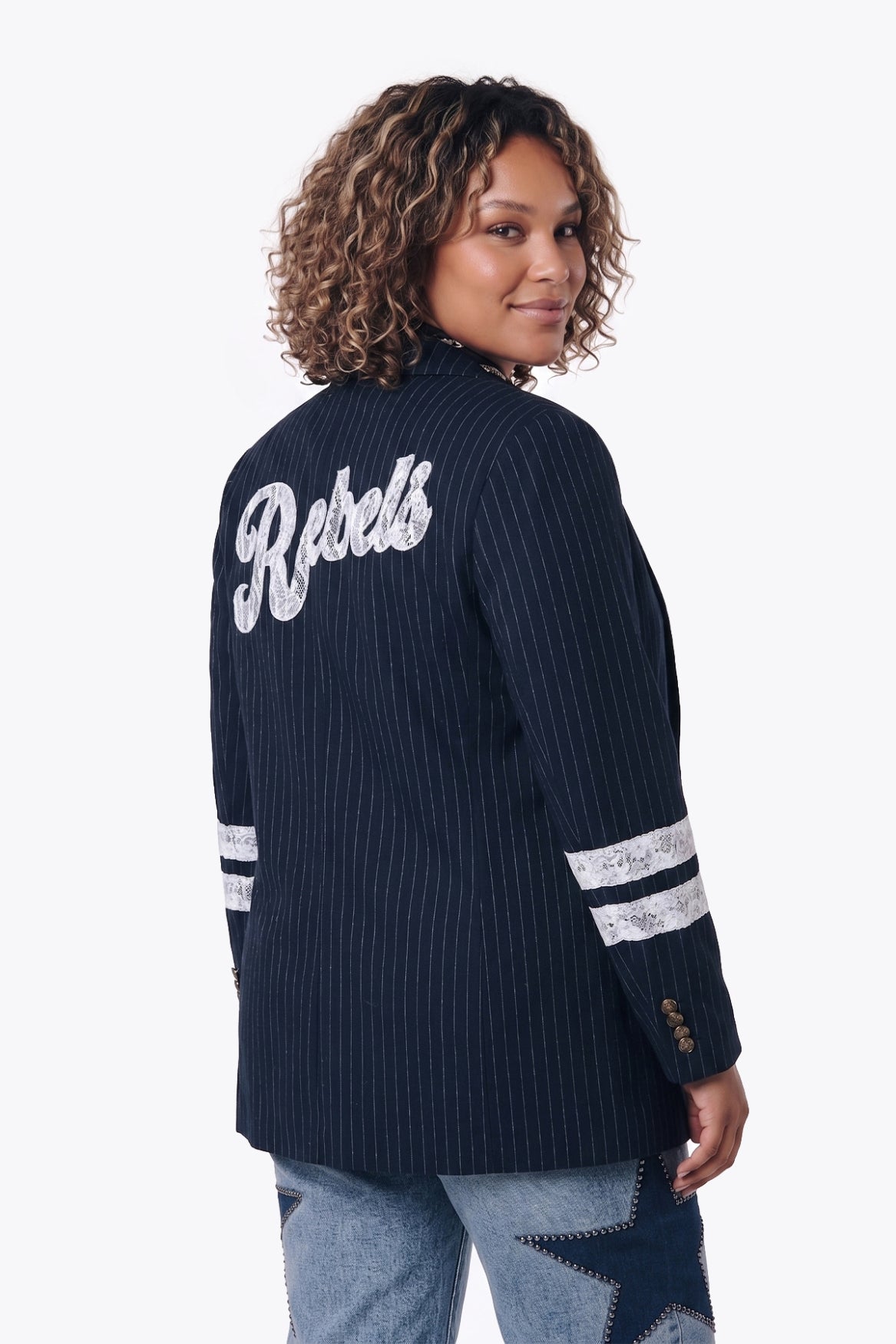 Jesra Pinstripe Blazer | Dark blue