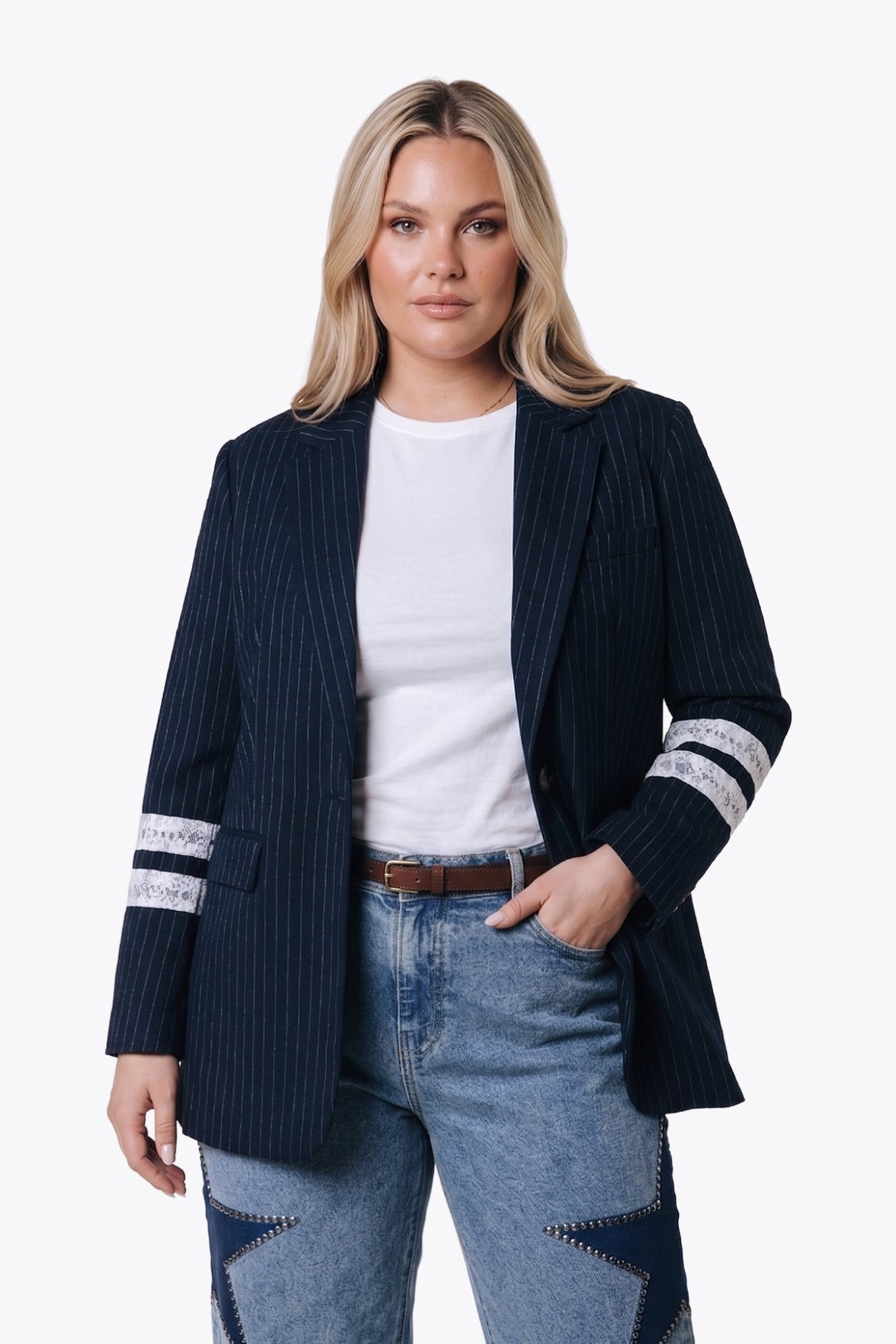 Jesra Pinstripe Blazer | Dark blue