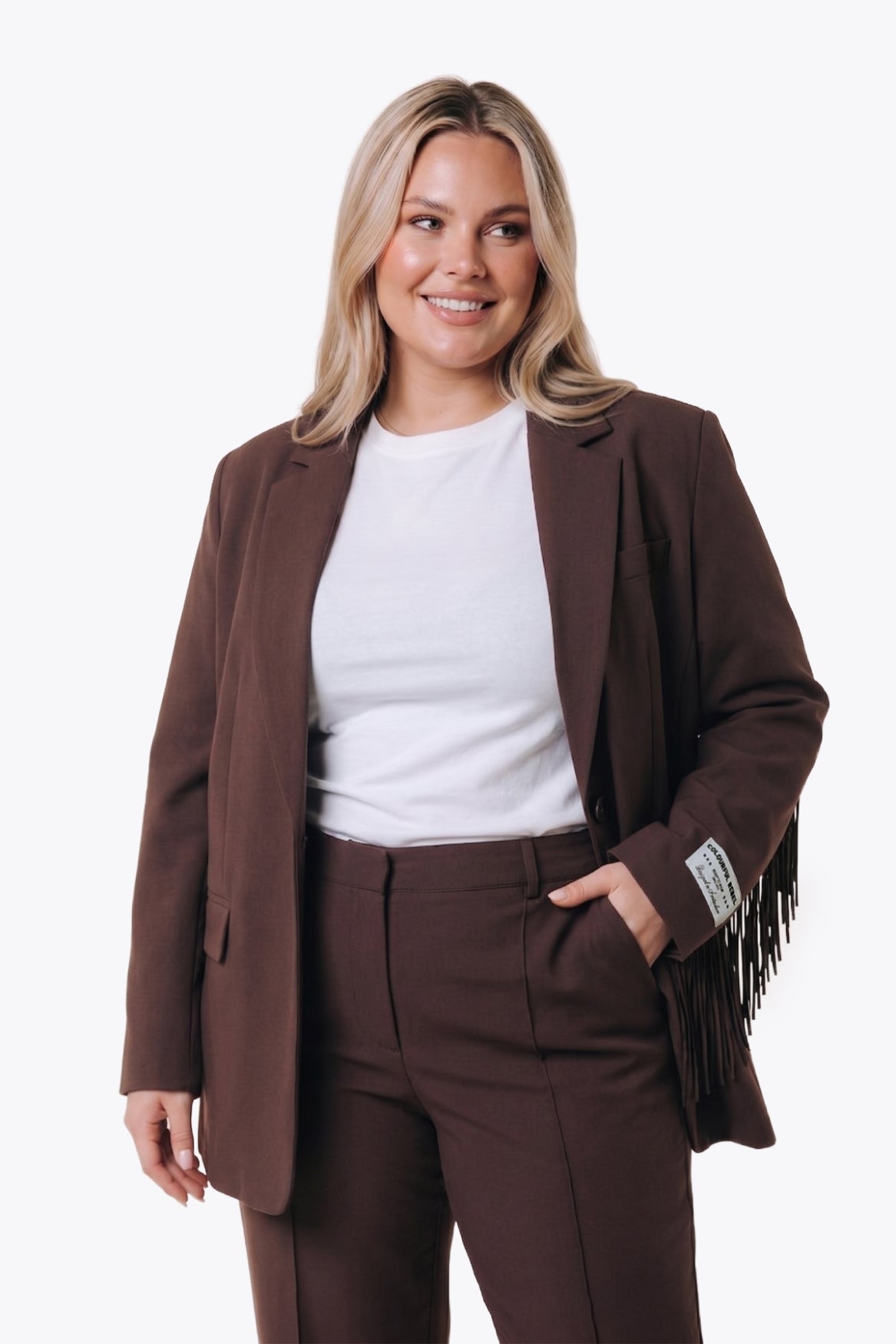 Jesra Fringe Blazer | Brown