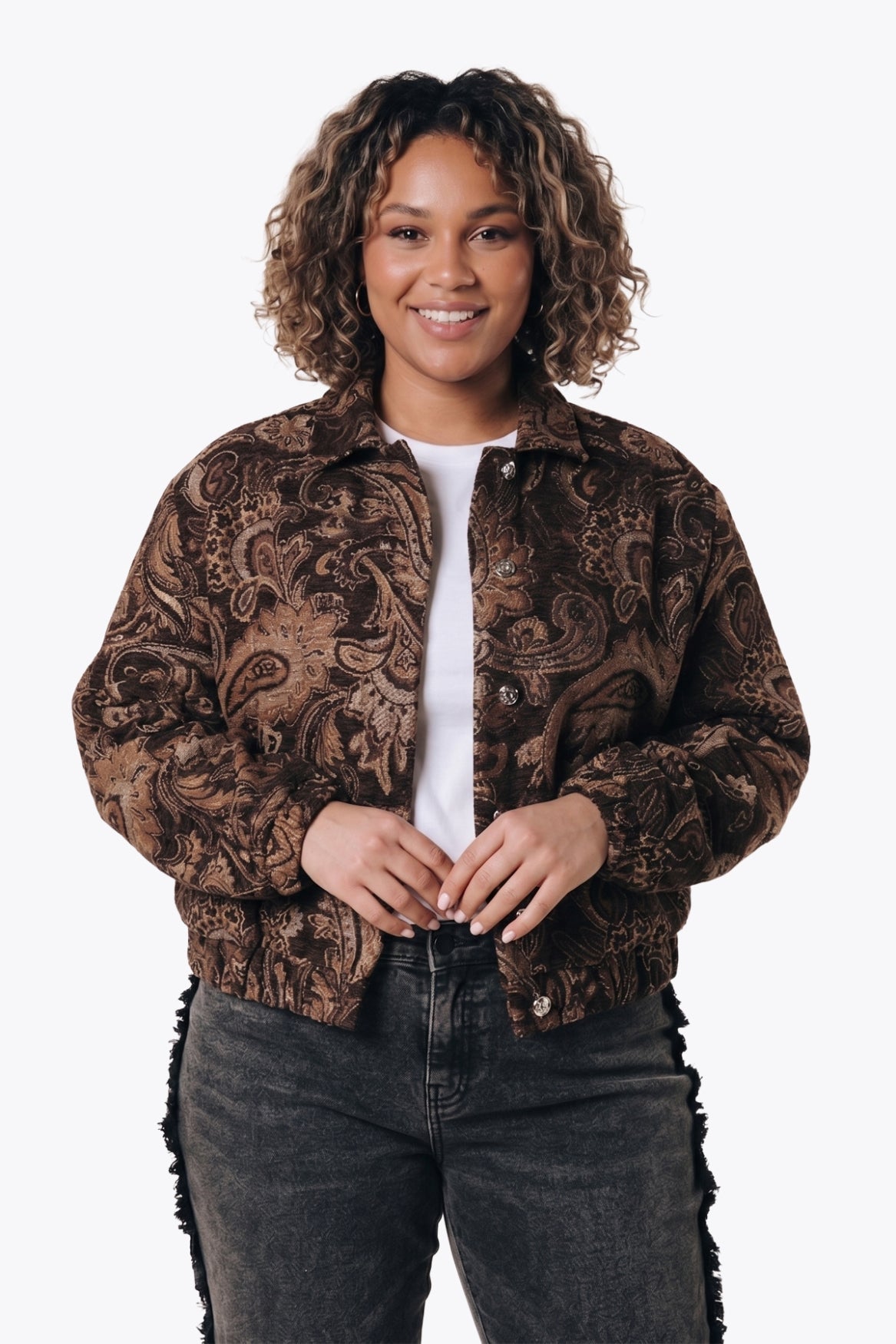 Bente Paisley Jacquard Jacket | Brown