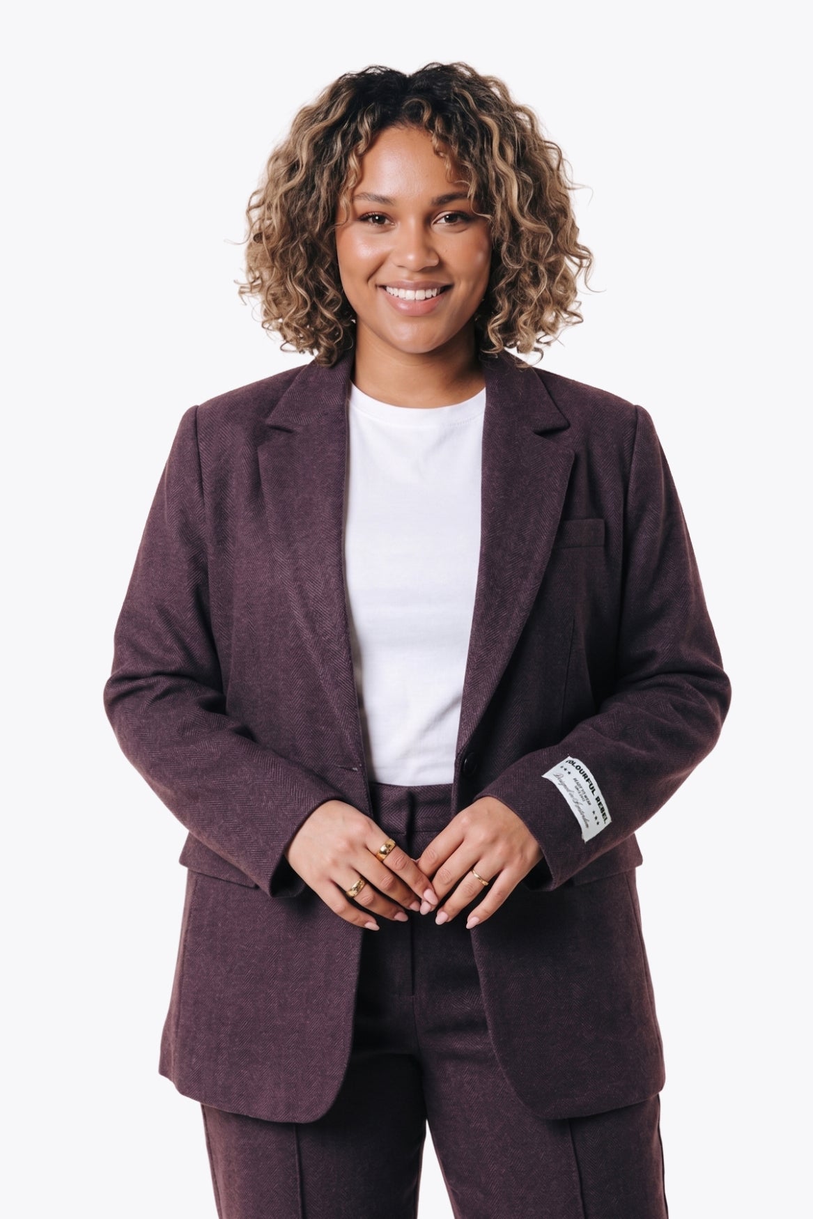 Gemma Herringbone Blazer | Red