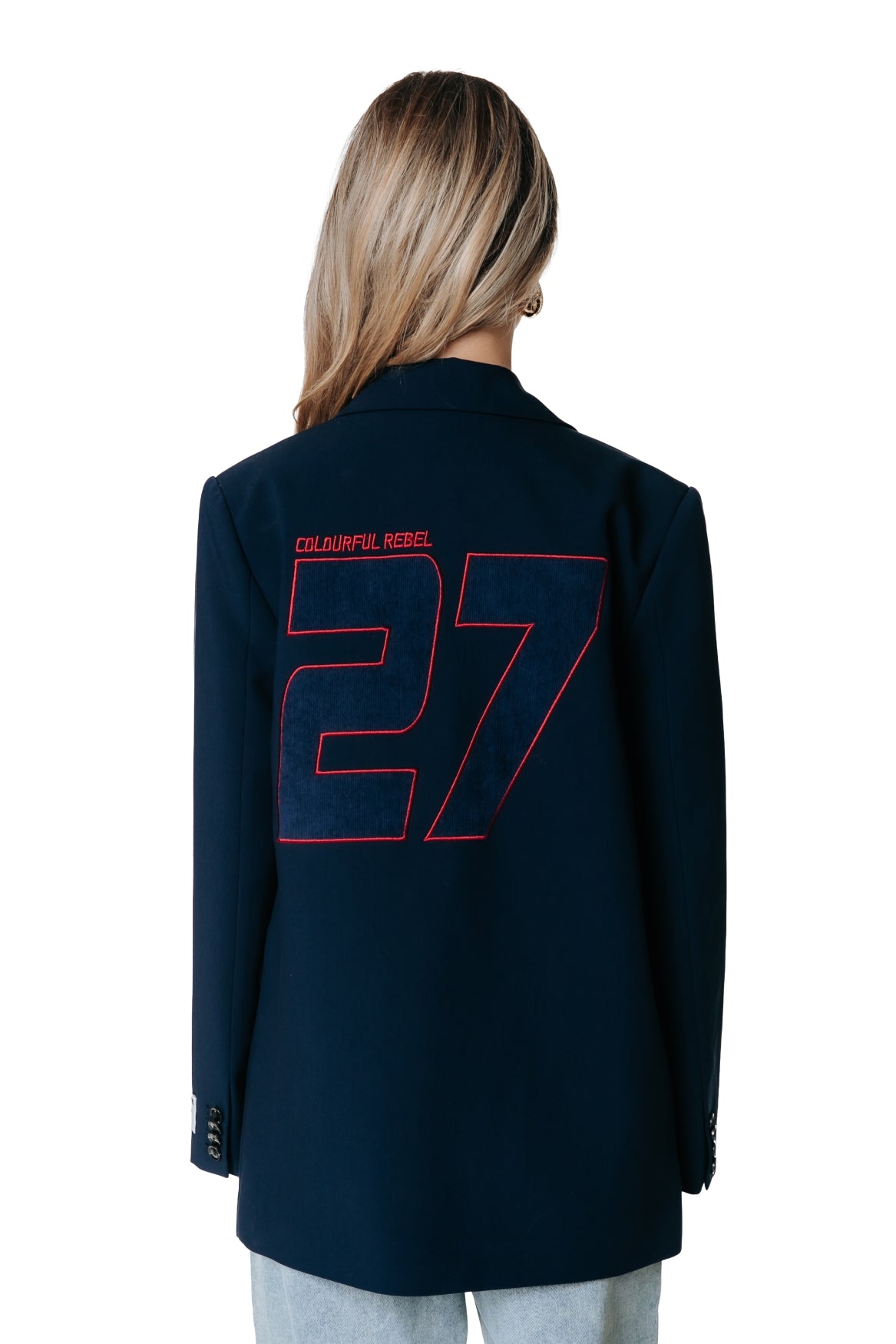 Gemma-Blazer mit Logo-Patch und einreihigem Verschluss | Dunkelmarine
