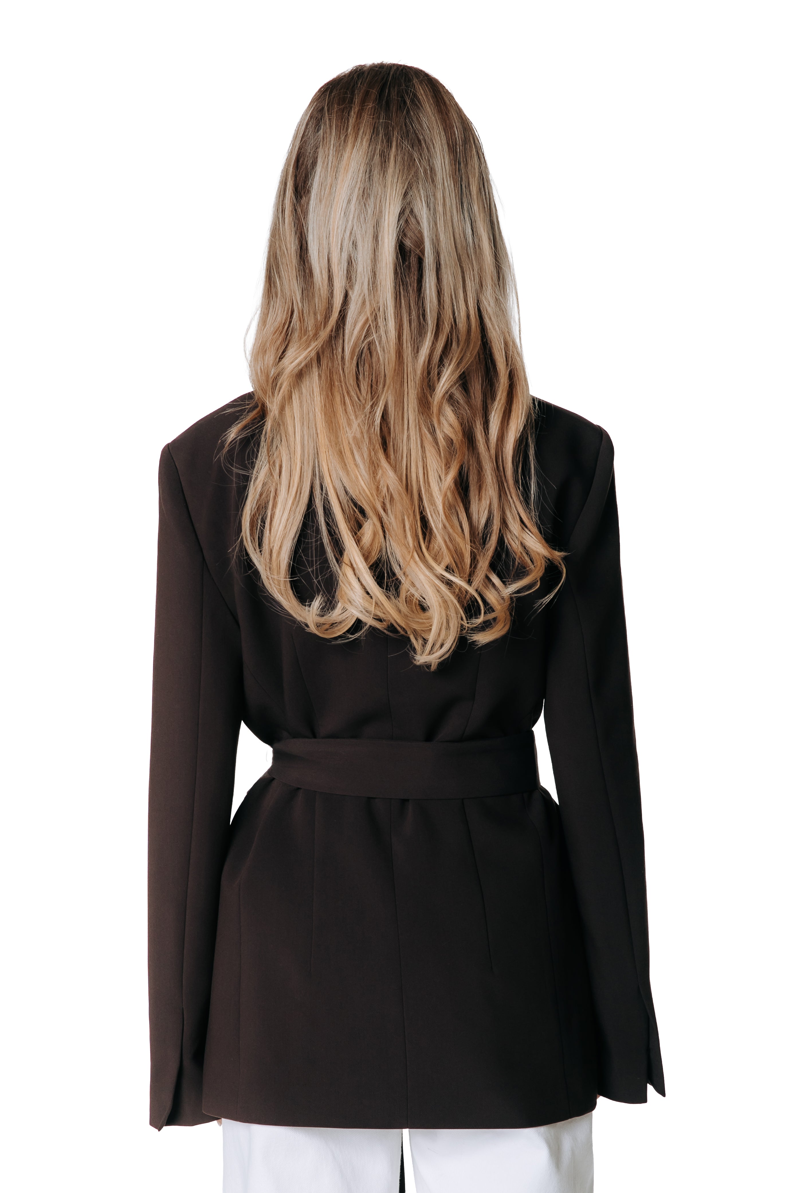 Izzy Pinstripe Blazer | Darkest Brown