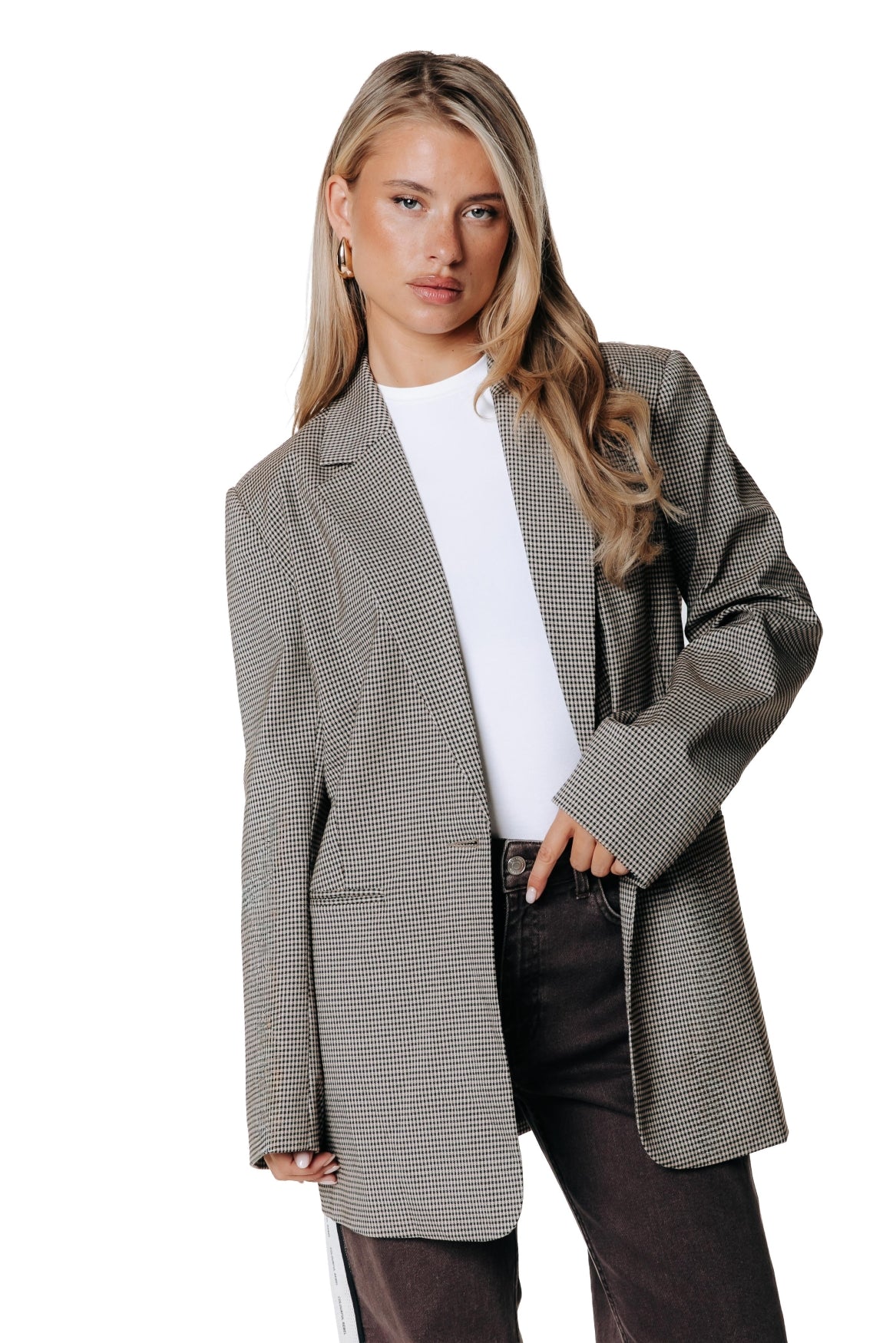 Mimmi Dogtooth Blazer | Light brown