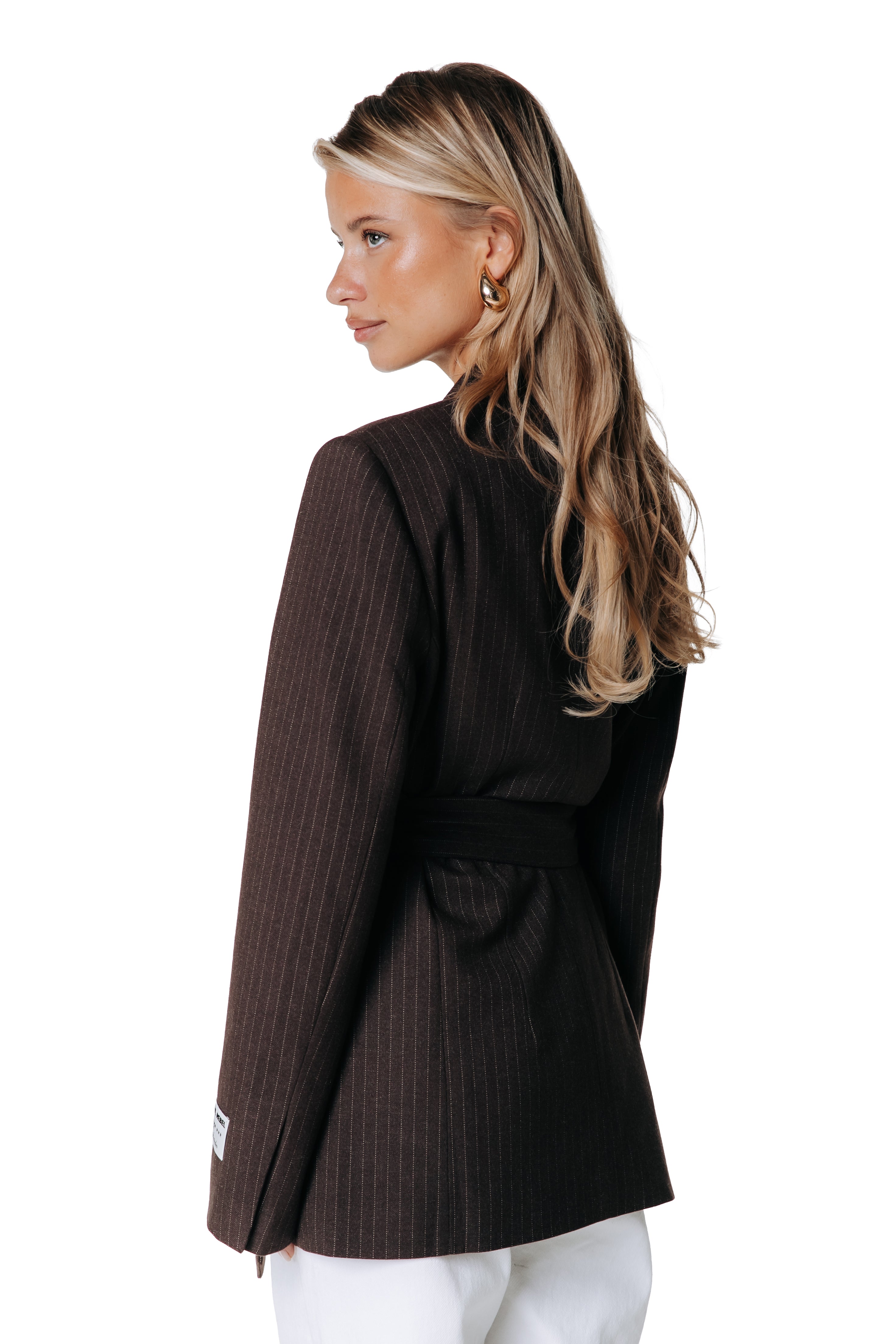 Izzy Pinstripe Blazer | Brown