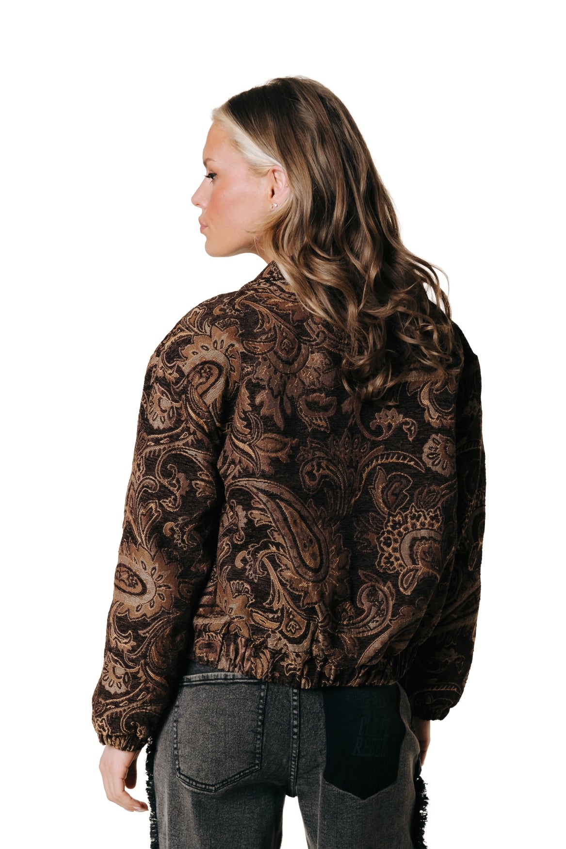 Bente Jacquard Bomber Jacket | Brown