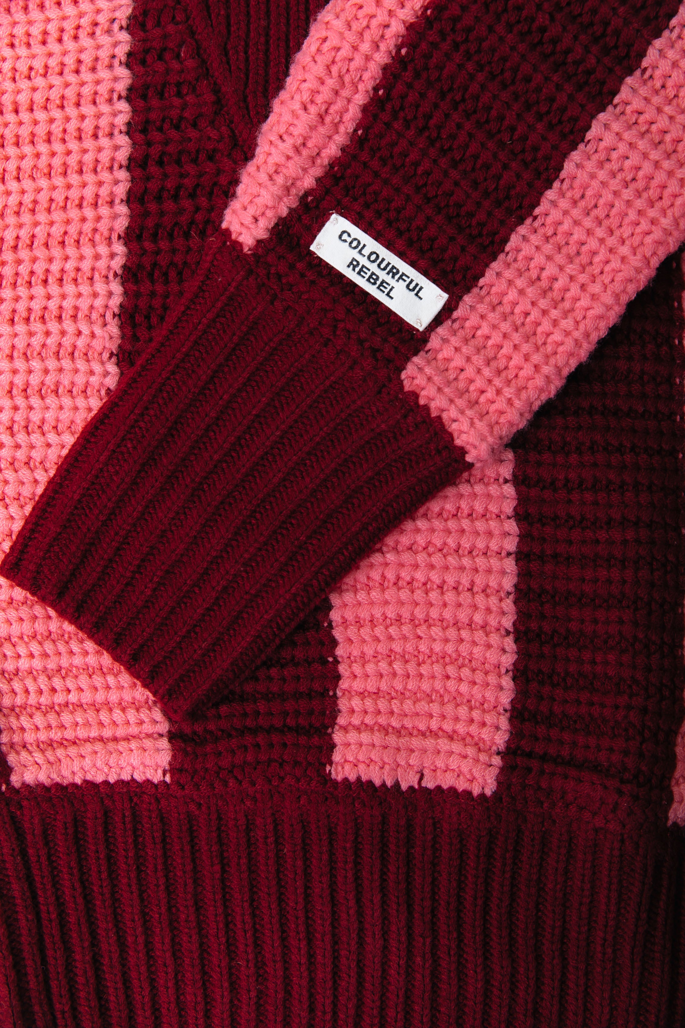 Yfke Stripe Zip Knit | Pink/Red