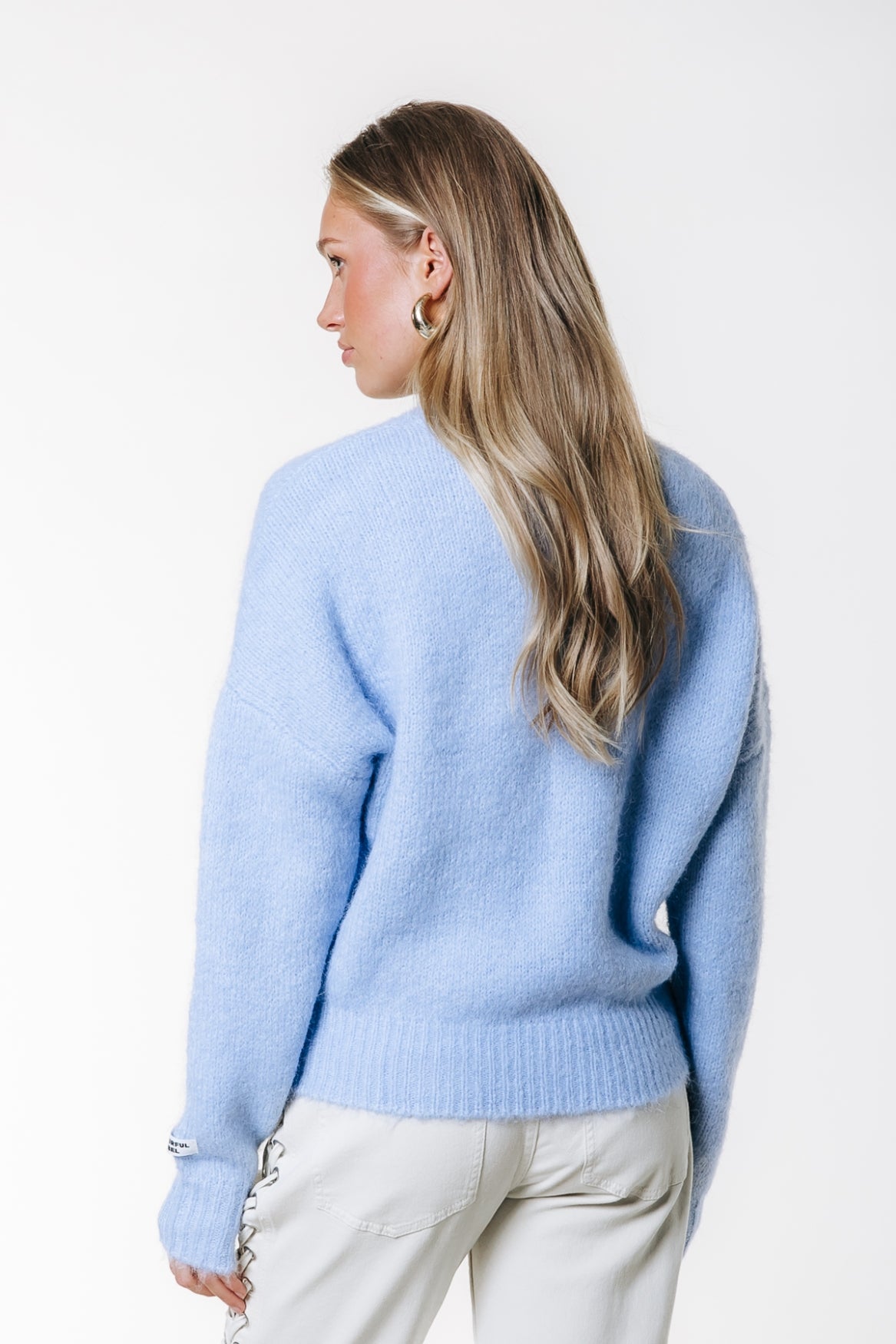 Olivia Strickpullover mit Rundhalsausschnitt | Eisblau
