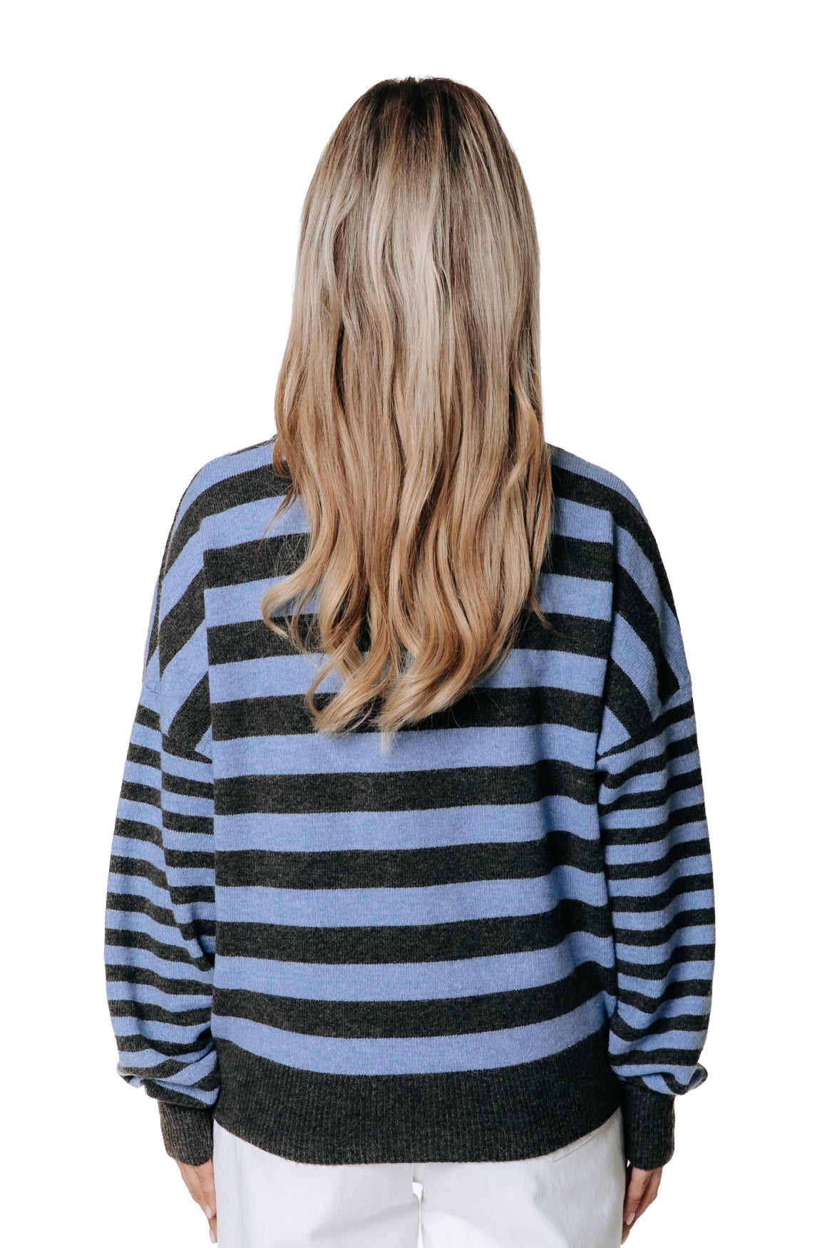 Linsey Striped Fluffy Knit | Brown / Blue
