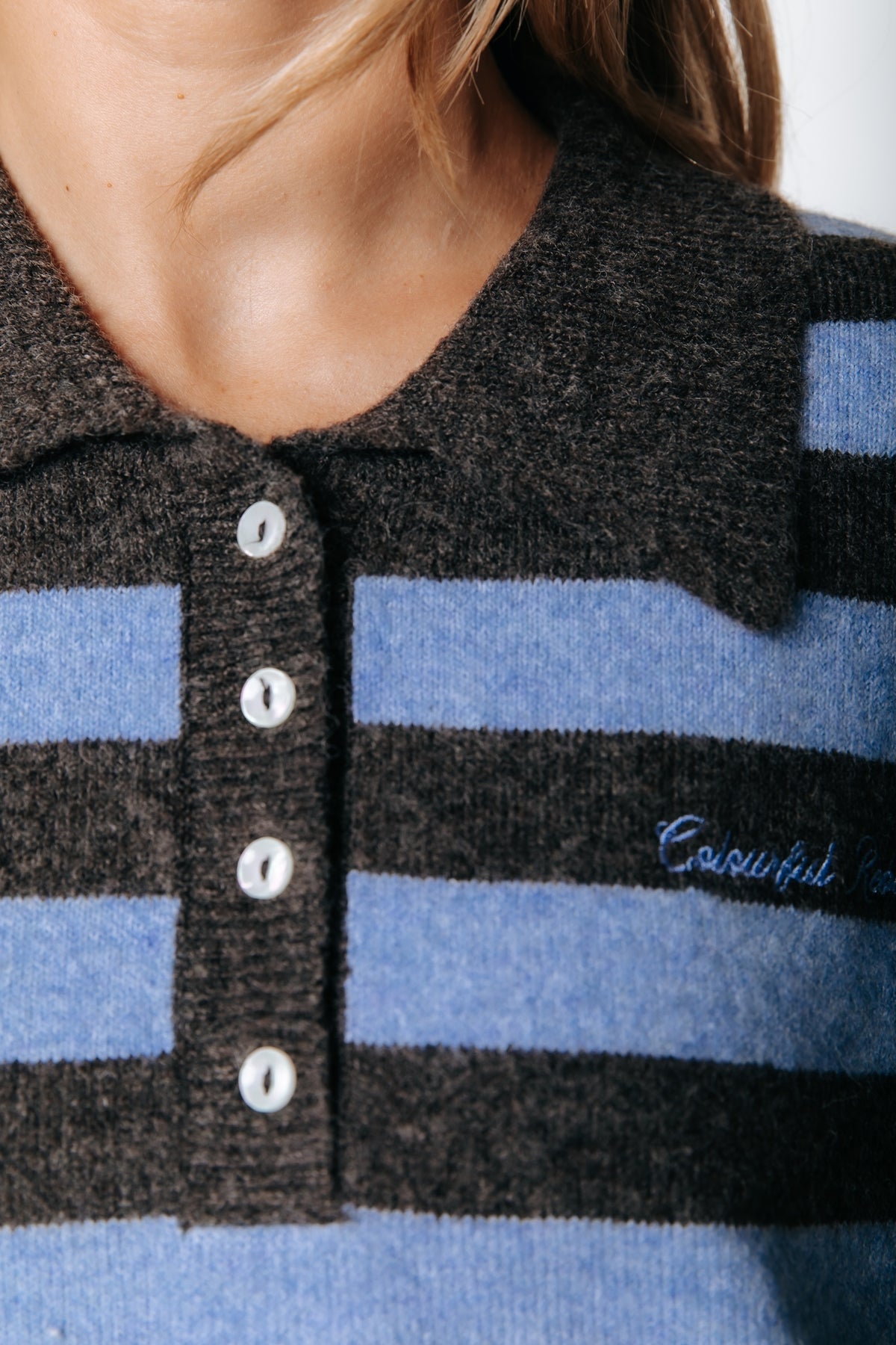 Linsey Striped Fluffy Knit | Brown / Blue