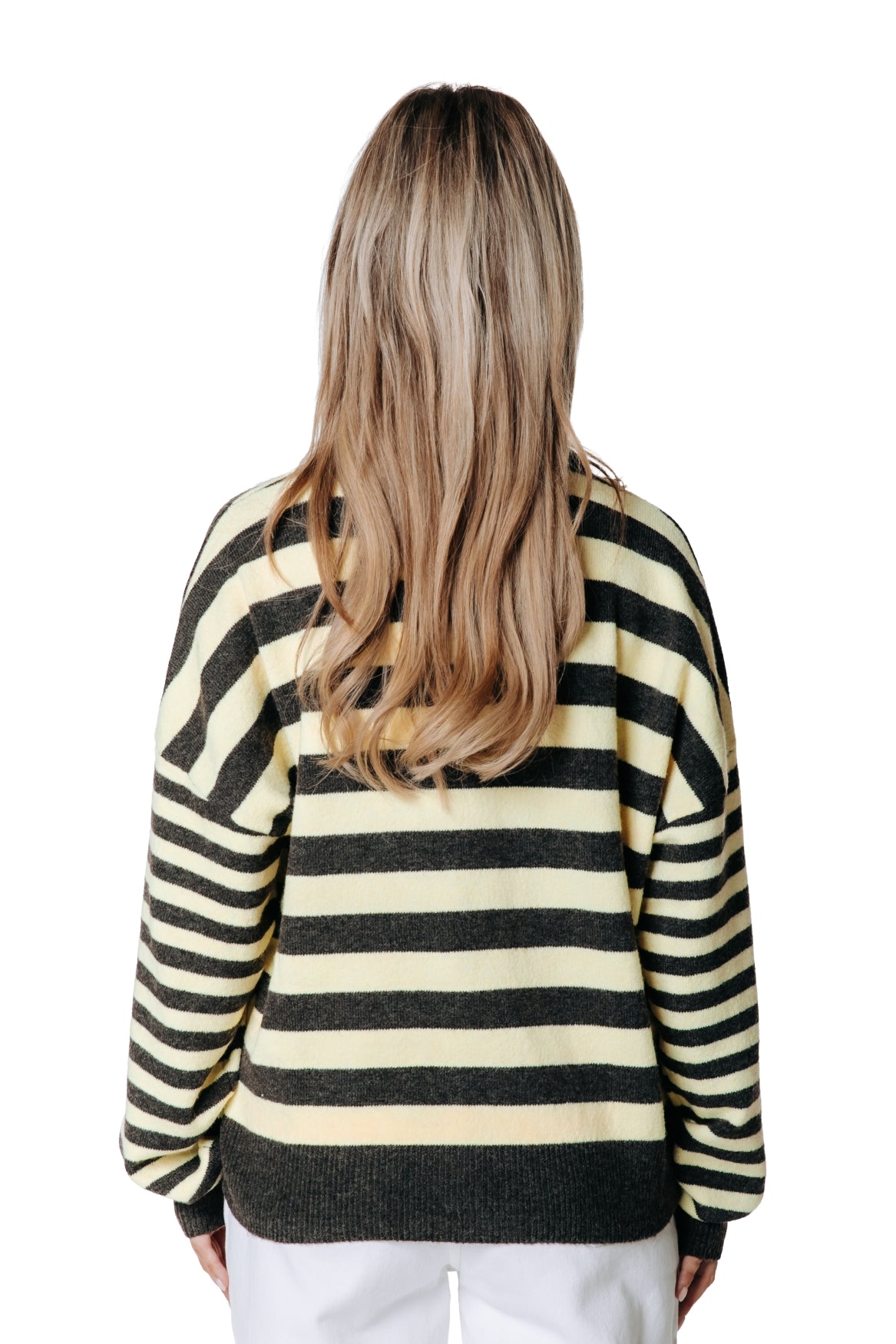 Linsey Striped Fluffy Knit | Brown / Yellow