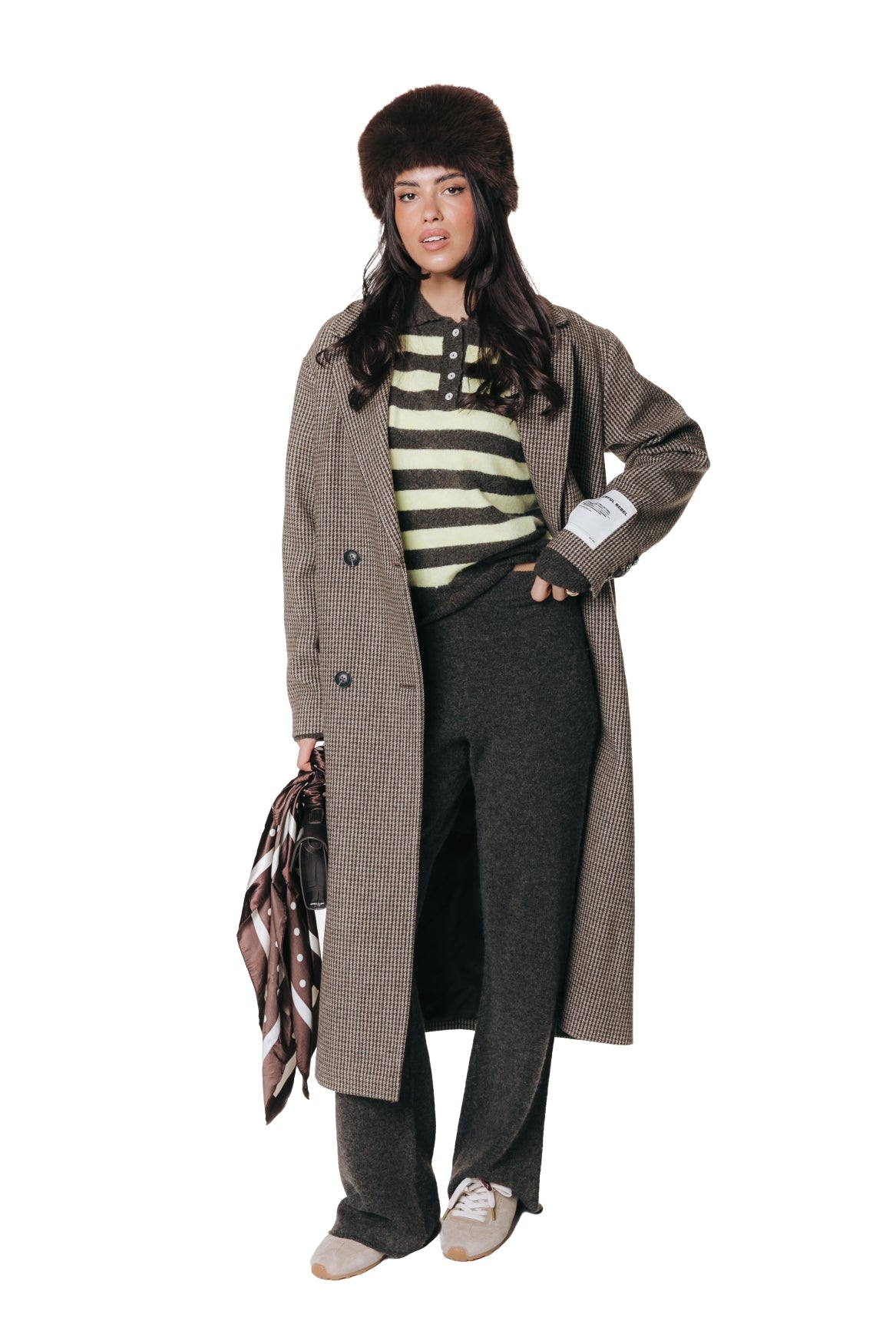 Linsey Striped Fluffy Knit | Brown / Yellow