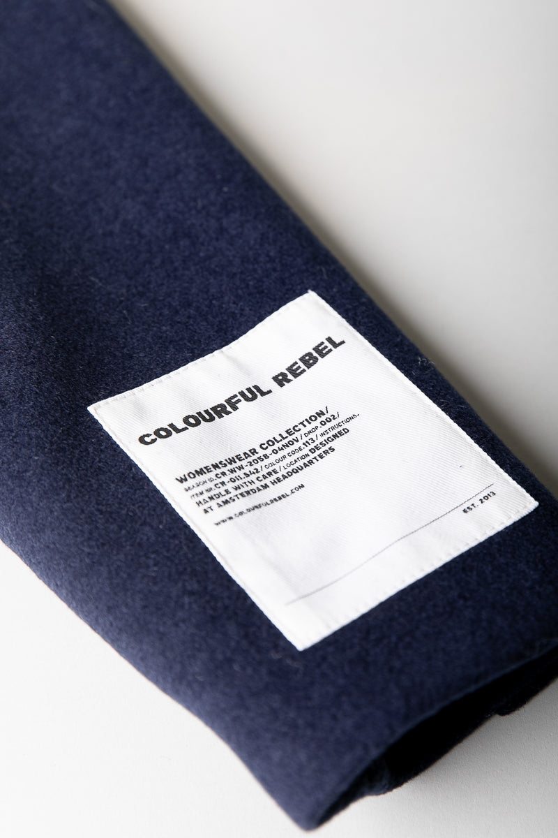 Zania Wool Long Coat | Navy