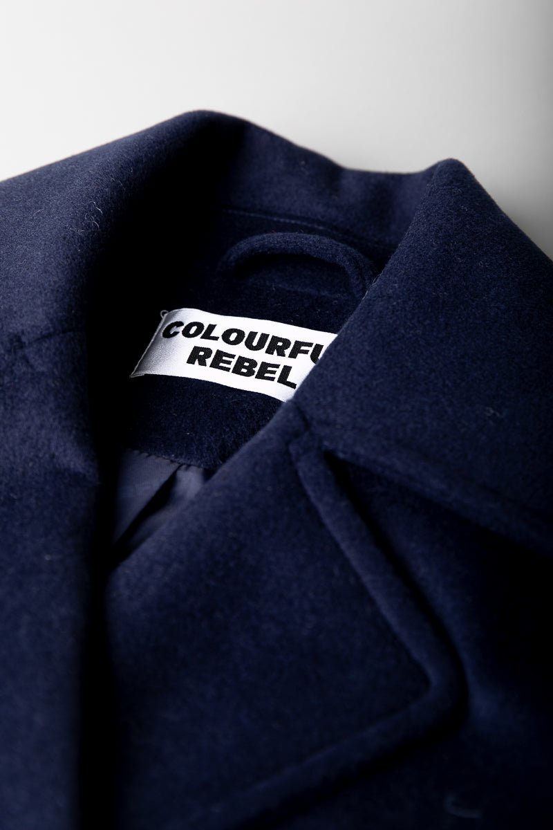 Zania Wool Long Coat | Navy