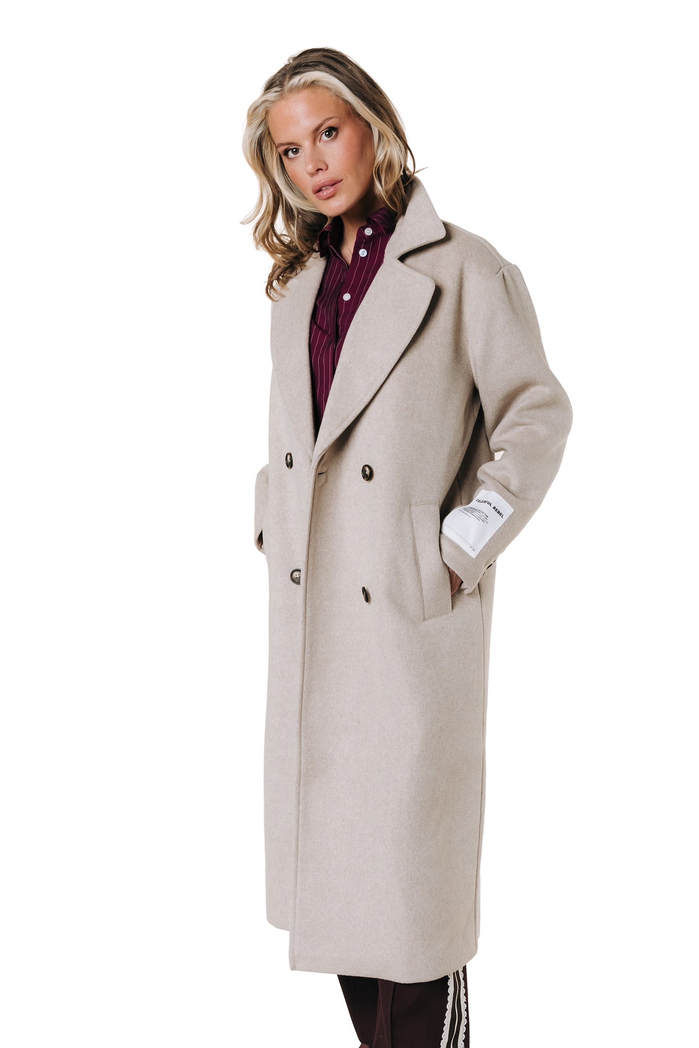 Zania Wool Long Coat | Beige