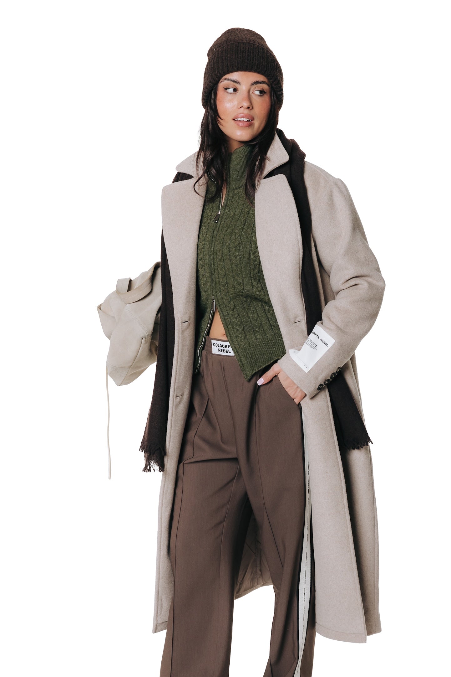 Zania Wool Long Coat | Beige