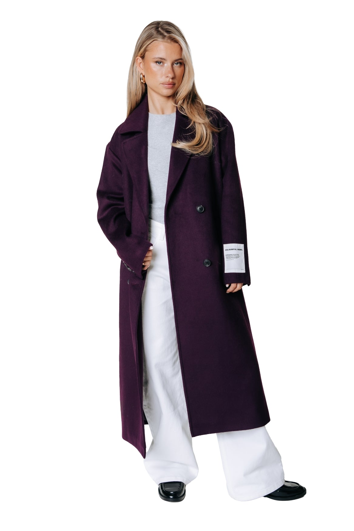 Zania Wool Long Coat | Dark purple