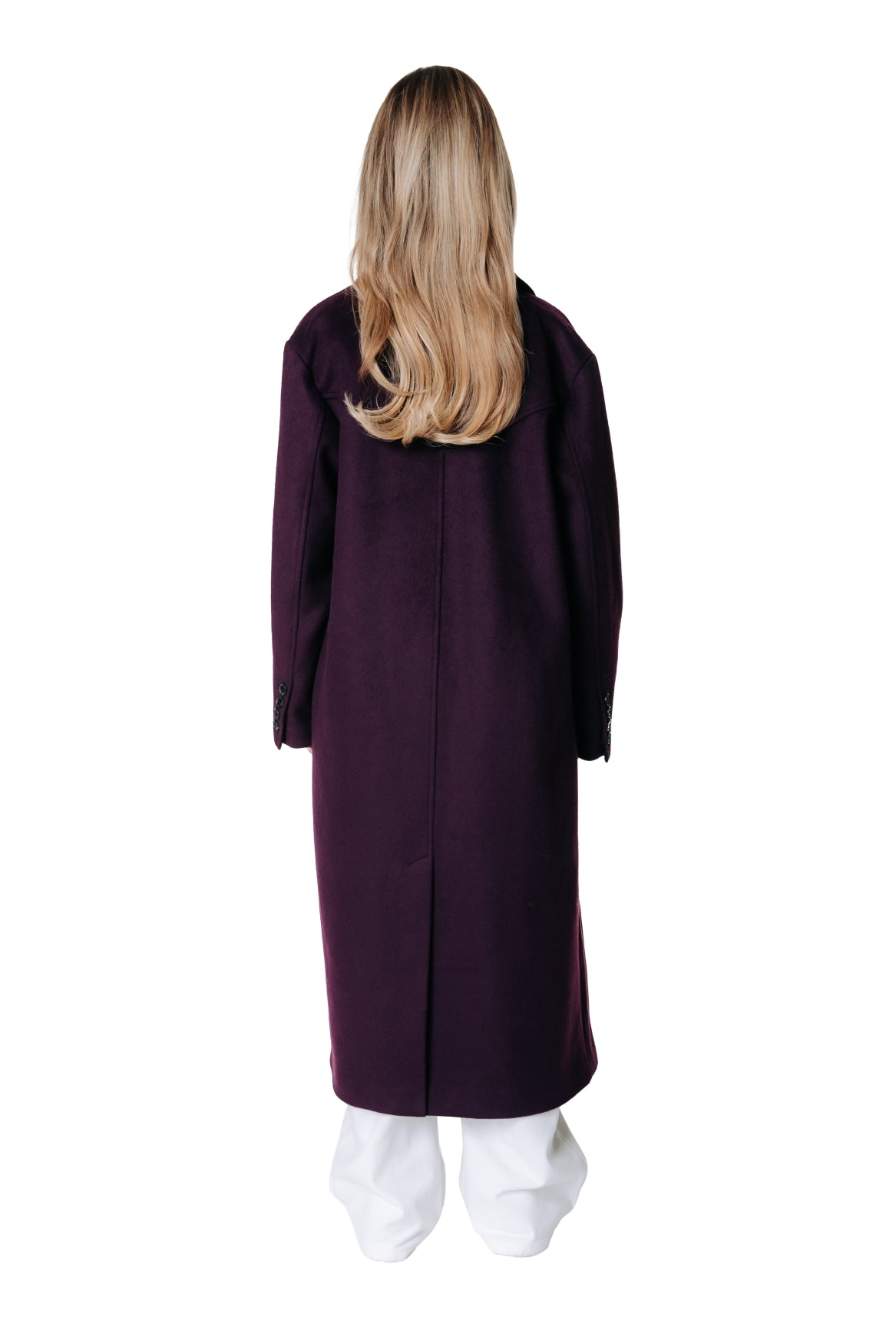 Zania Wool Long Coat | Dark purple