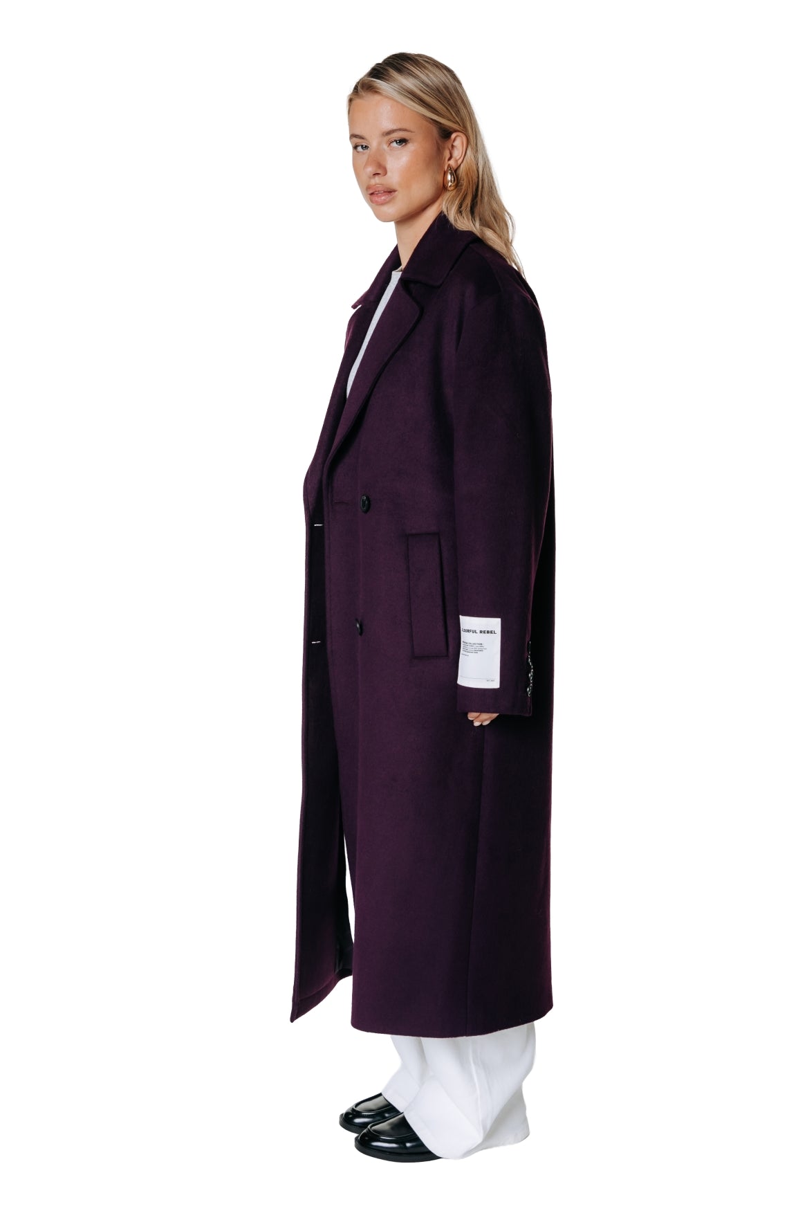 Zania Wool Long Coat | Dark purple
