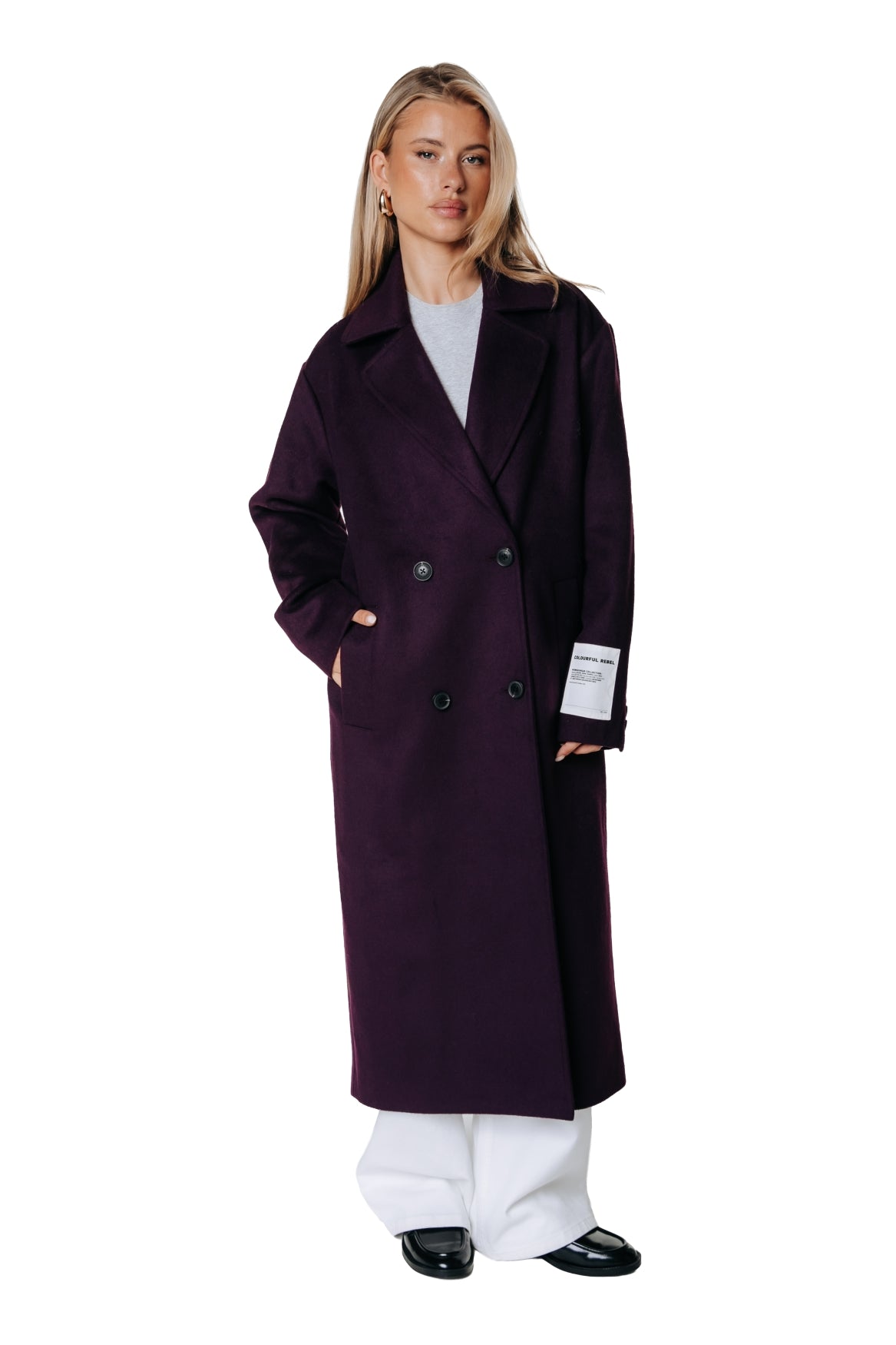 Zania Wool Long Coat | Dark purple