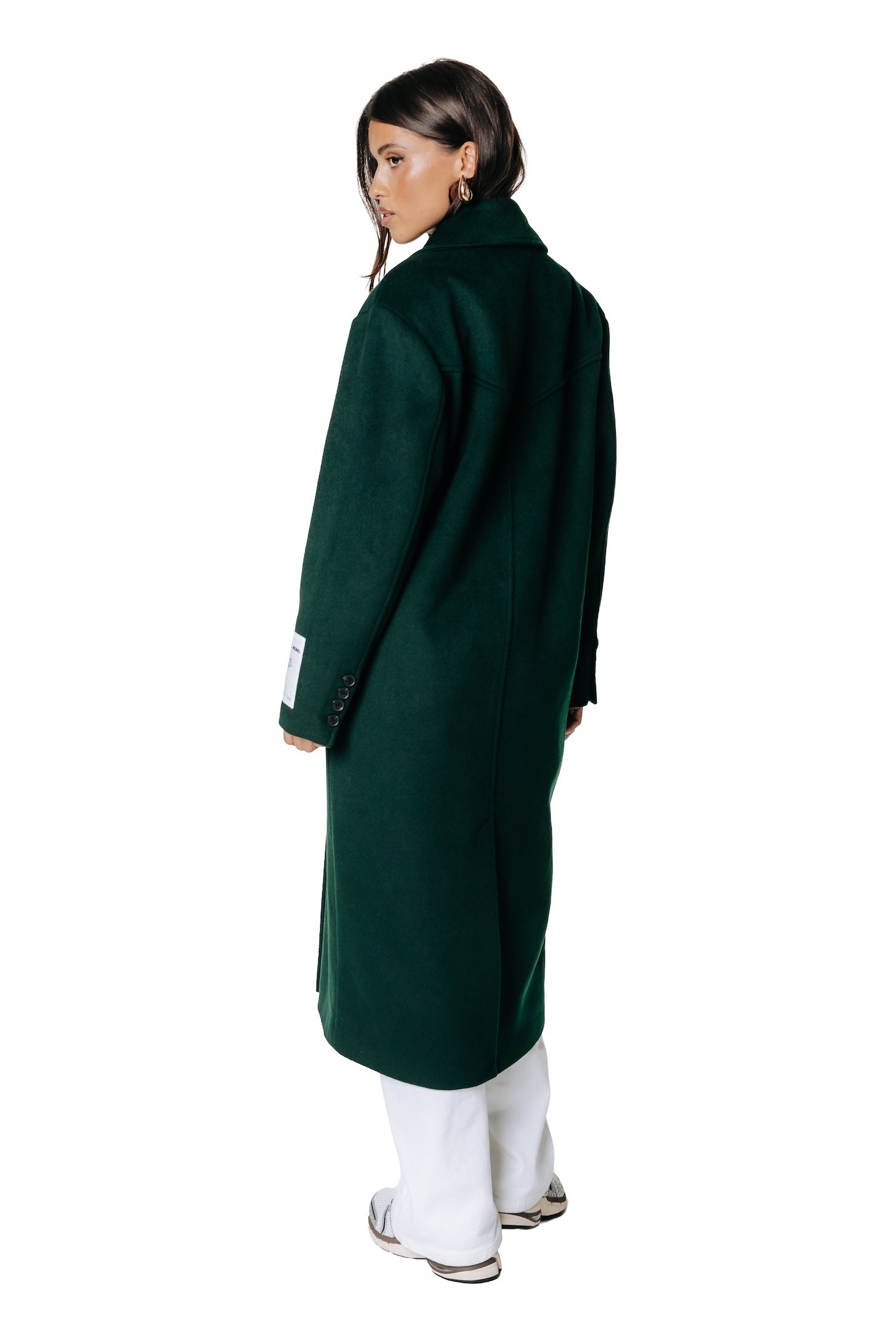 Zania Wool Long Coat | Dark green