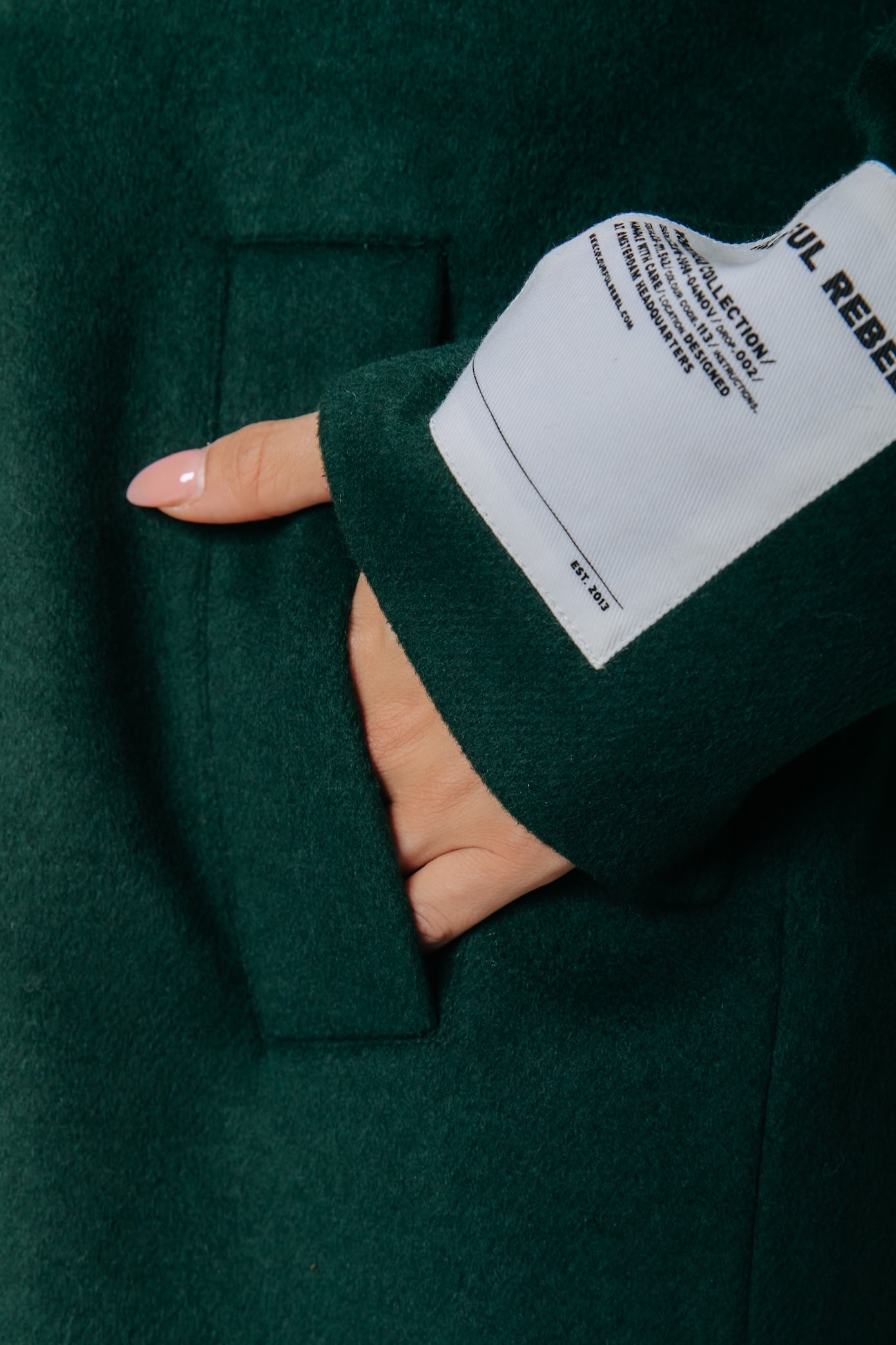 Zania Wool Long Coat | Dark green