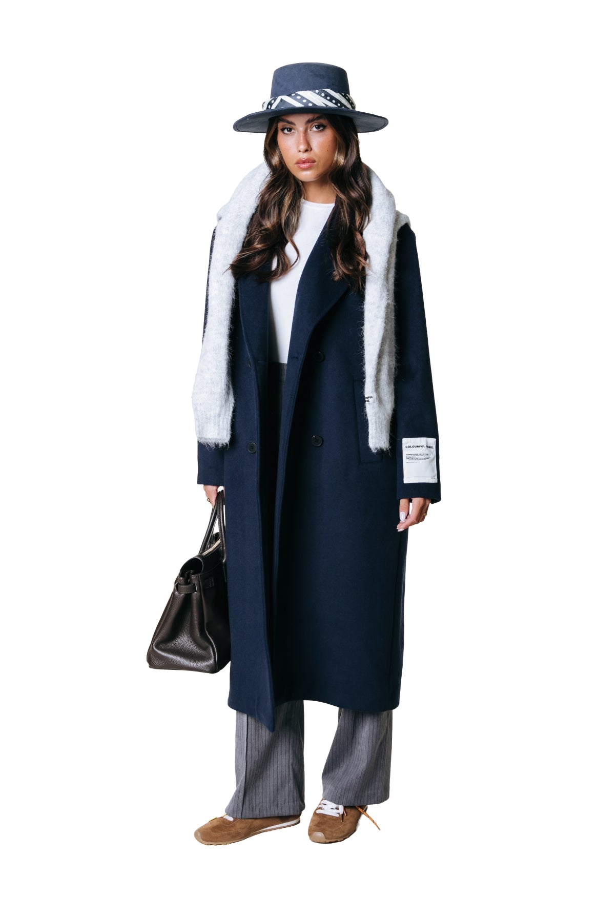 Zania Wool Long Coat | Dark Navy