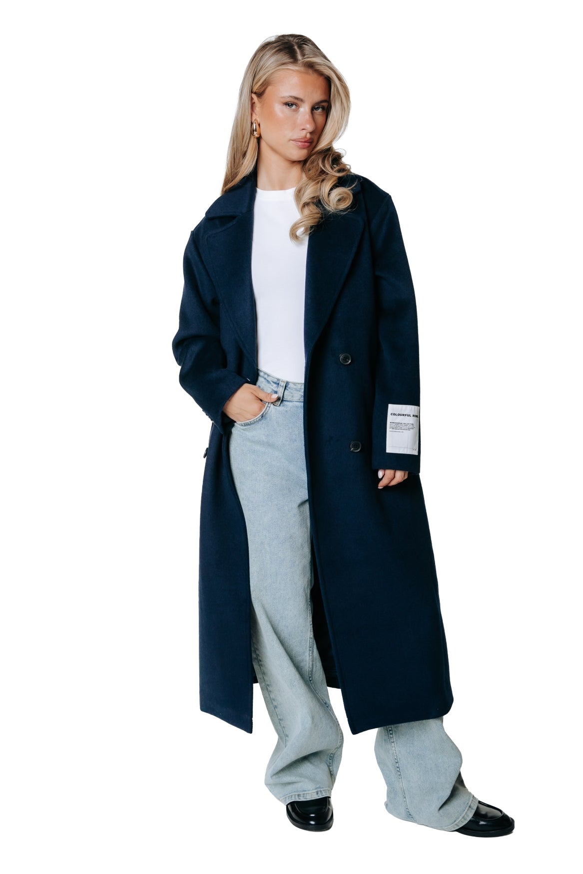 Zania Wool Long Coat | Dark Navy