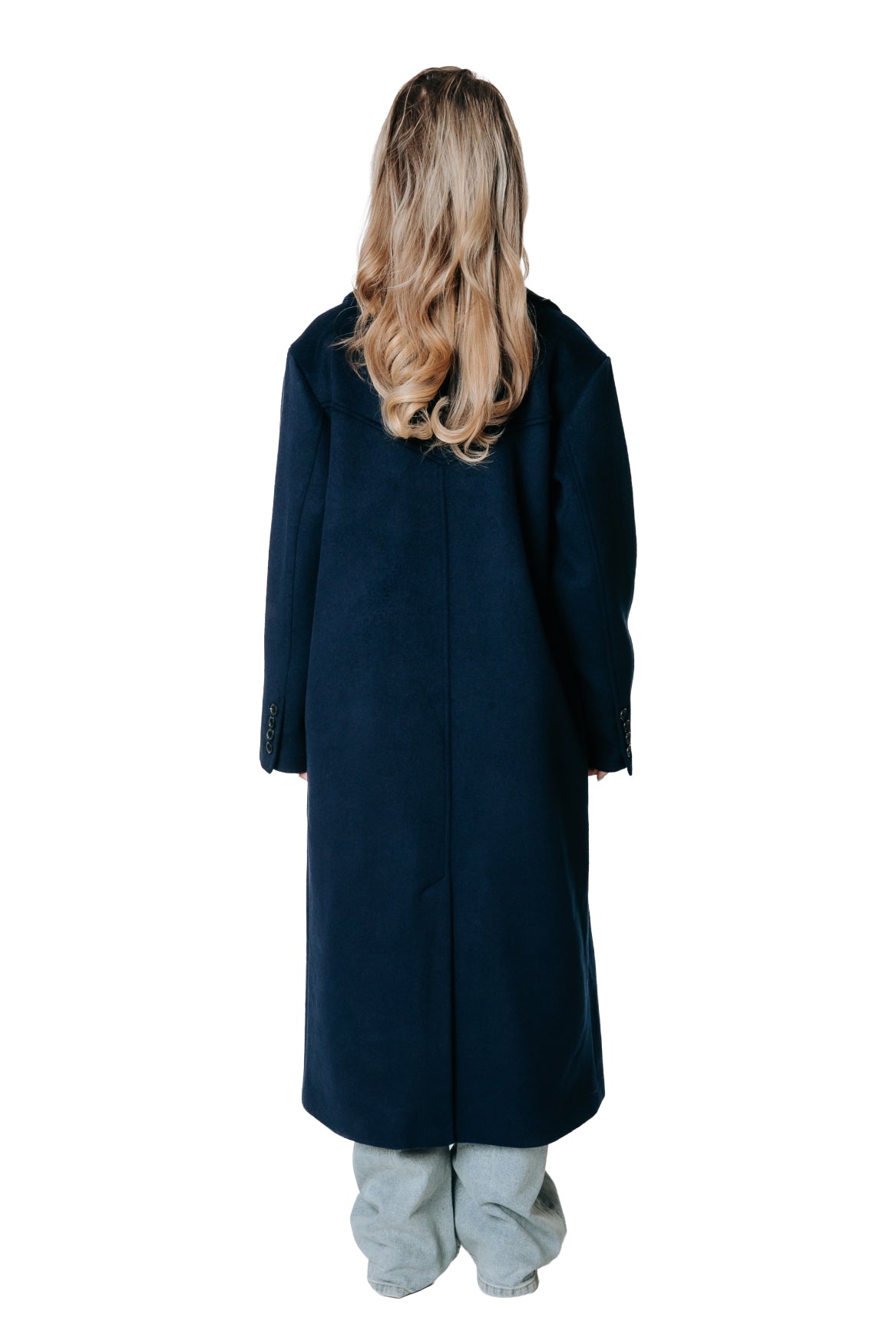 Zania Wool Long Coat | Dark Navy