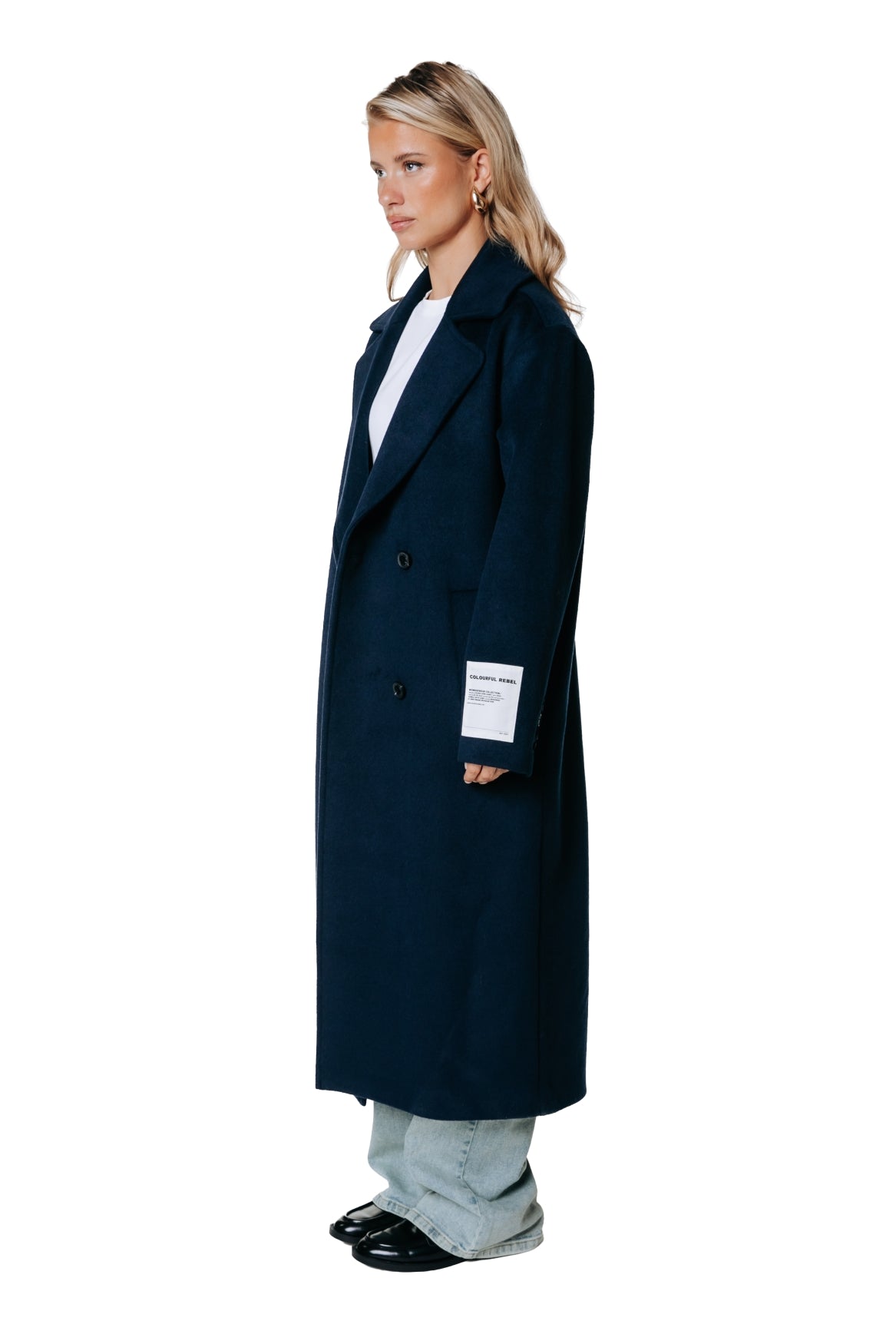 Zania Wool Long Coat | Dark Navy