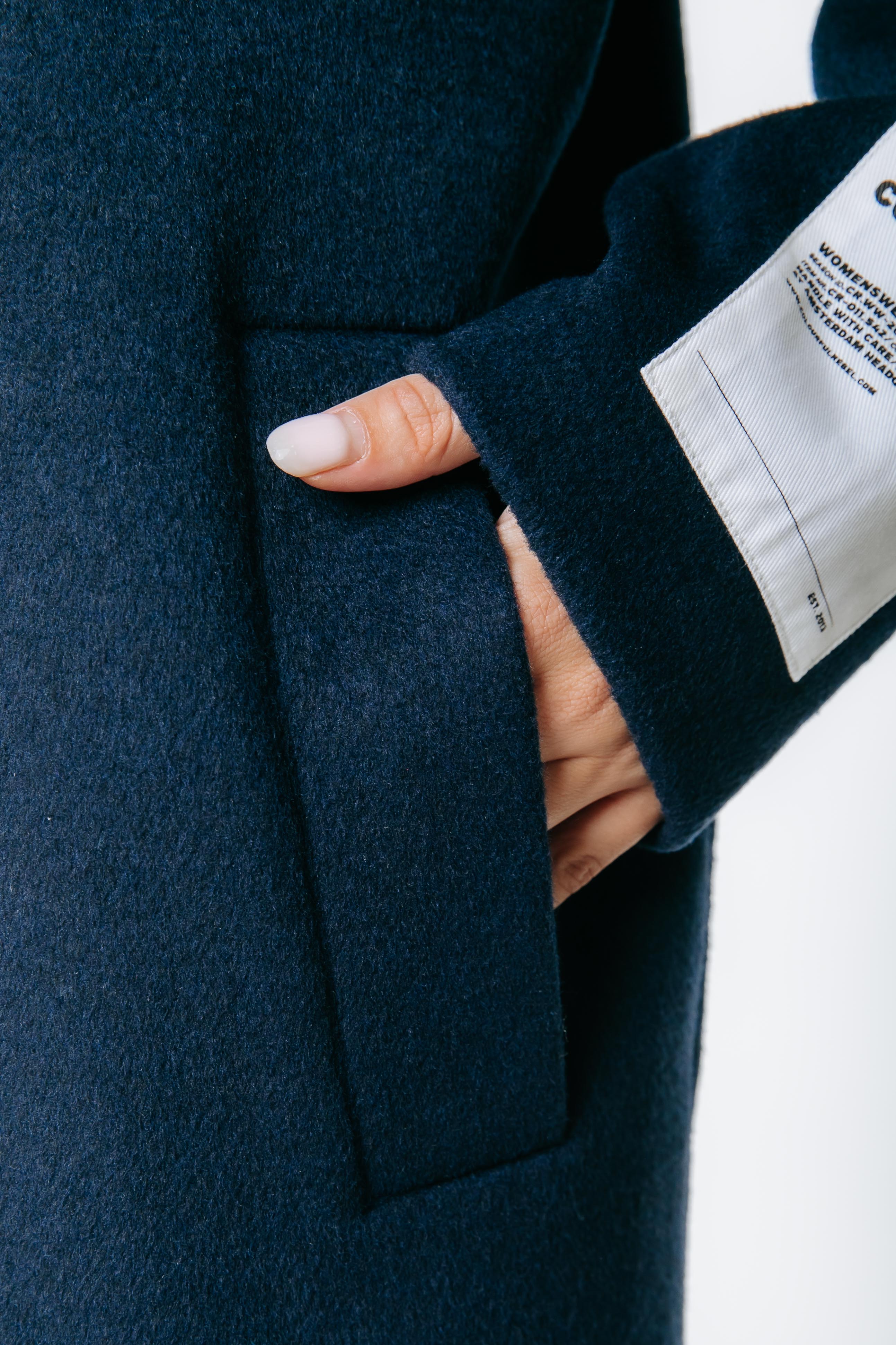 Zania Wool Long Coat | Dark Navy