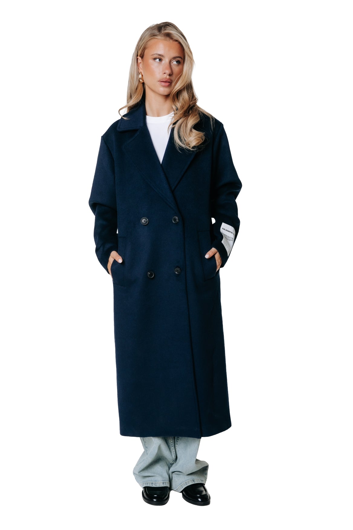 Zania Wool Long Coat | Dark Navy