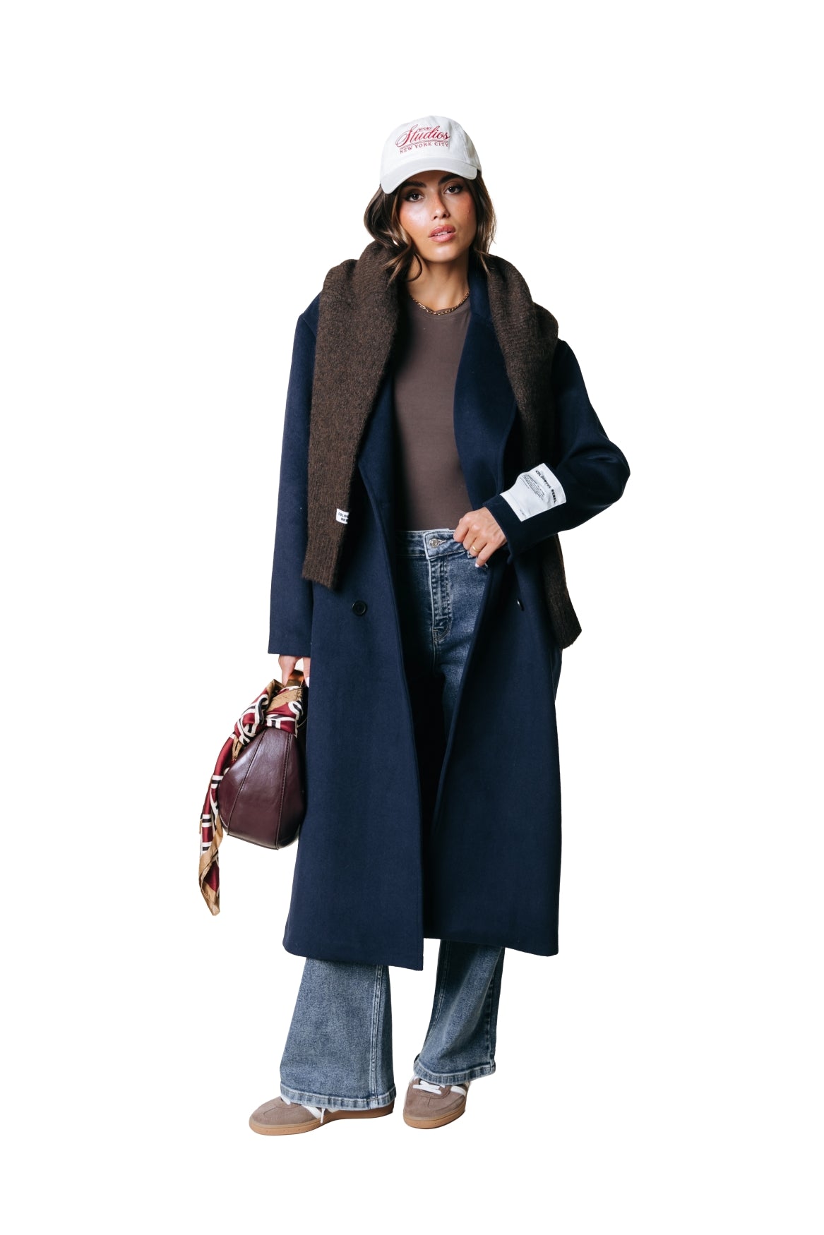 Zania Wool Long Coat | Dark Navy