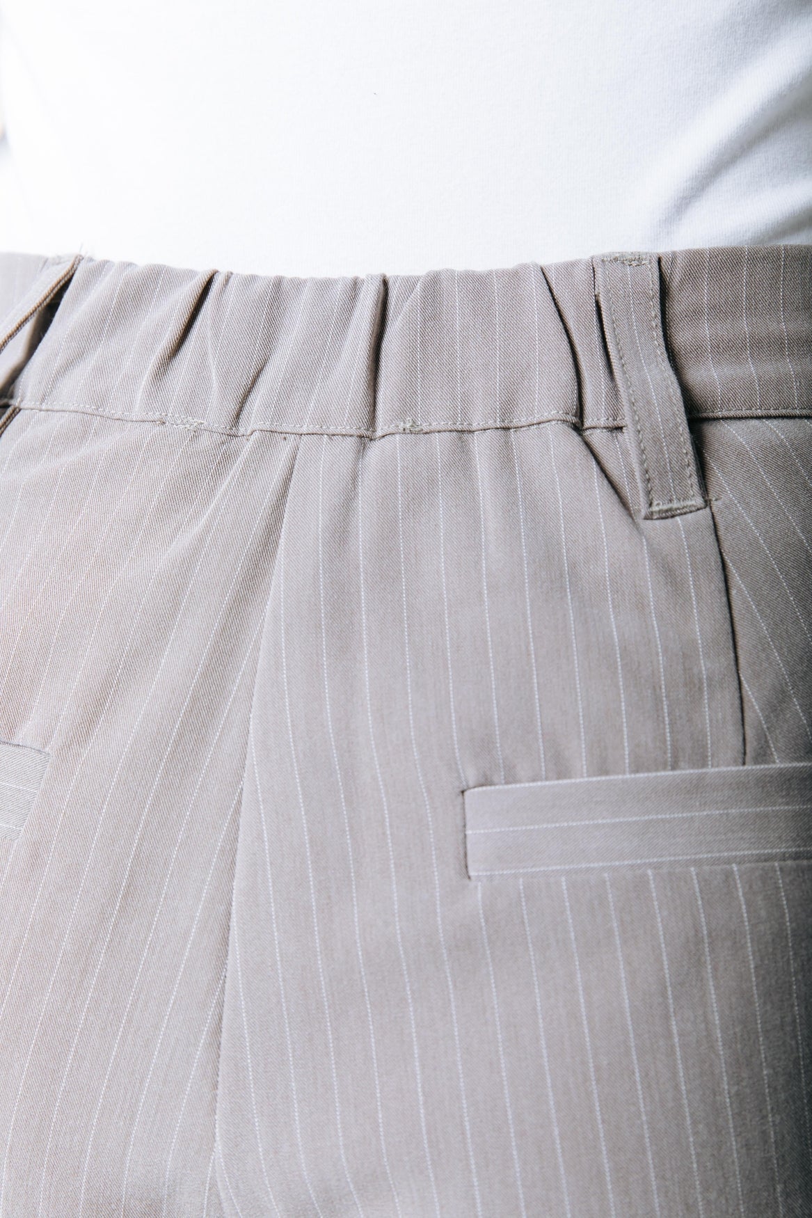 Rus Pinstripe Straight Pants | Beige