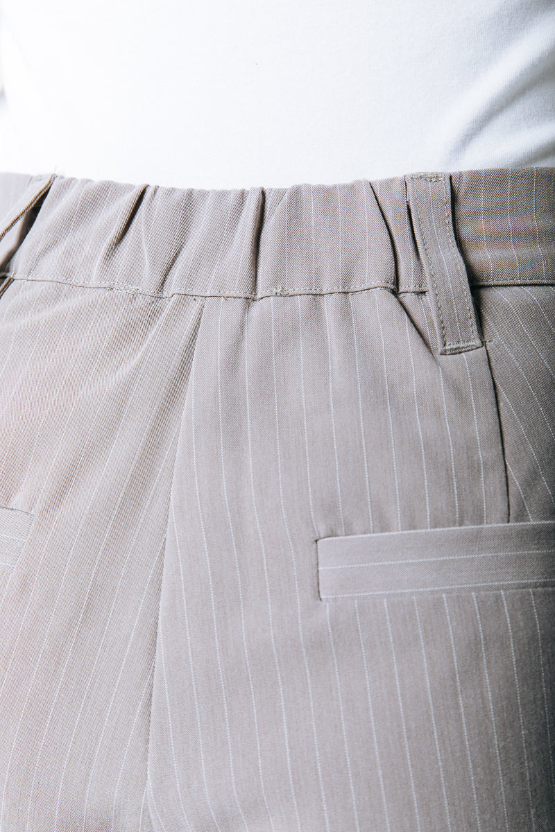 Rus Pinstripe Straight Pants | Beige