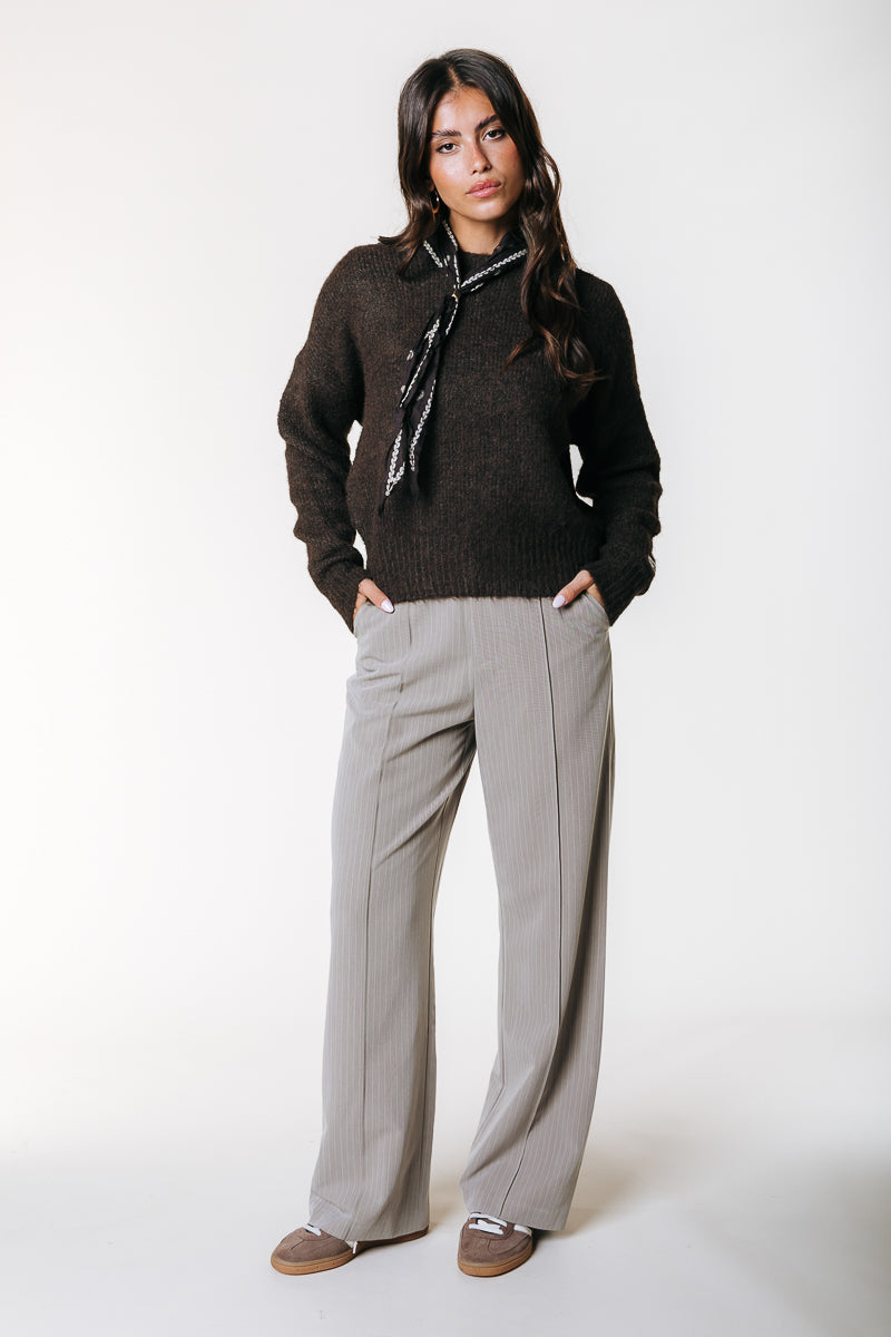 Rus Pinstripe Straight Pants | Beige