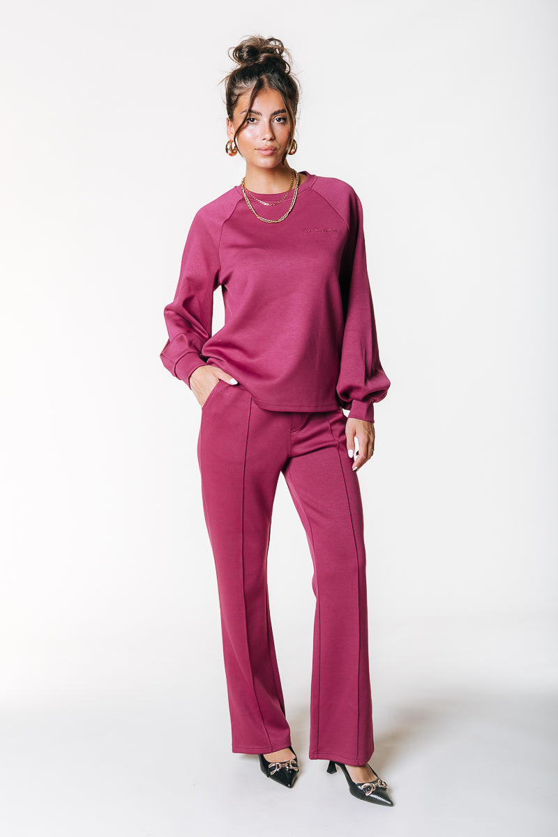 Jiby Pintuck Straight Pants | Bordeaux