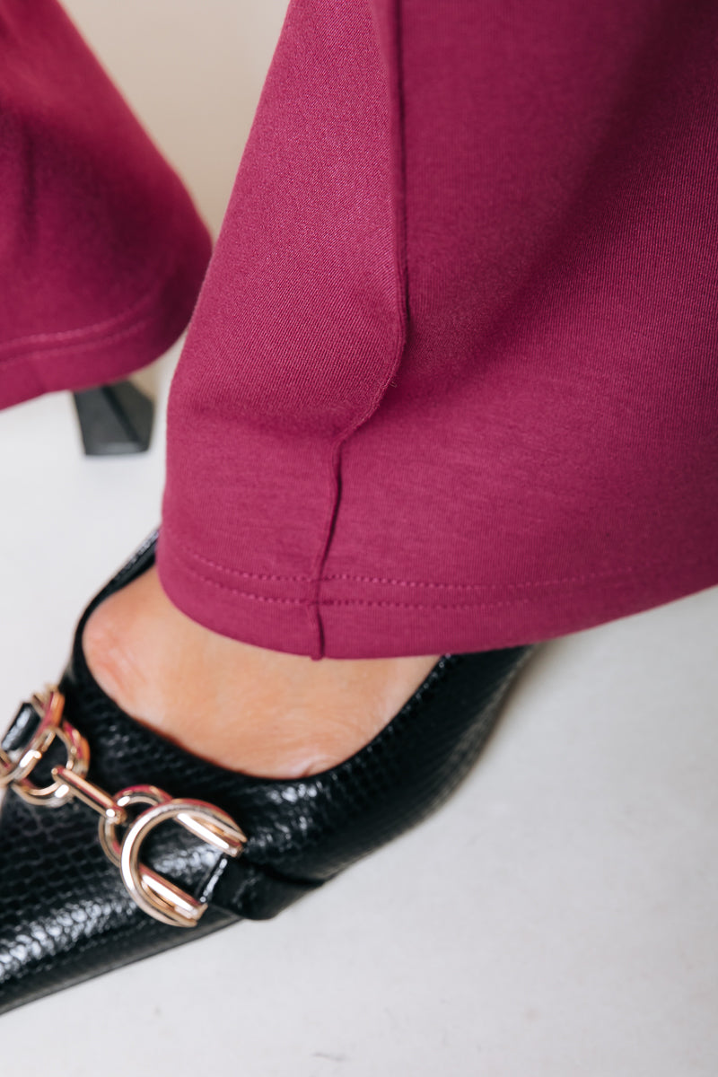 Jiby Pintuck Straight Pants | Bordeaux