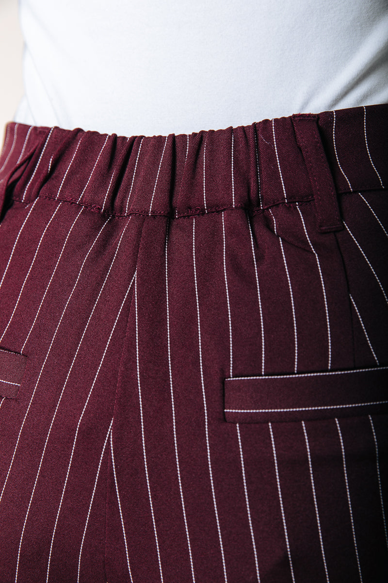 Rus Pinstripe Straight Pants | Merlot Red