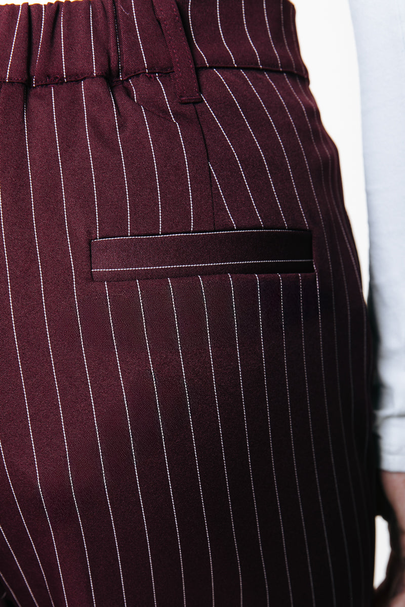 Rus Pinstripe Straight Pants | Merlot Red