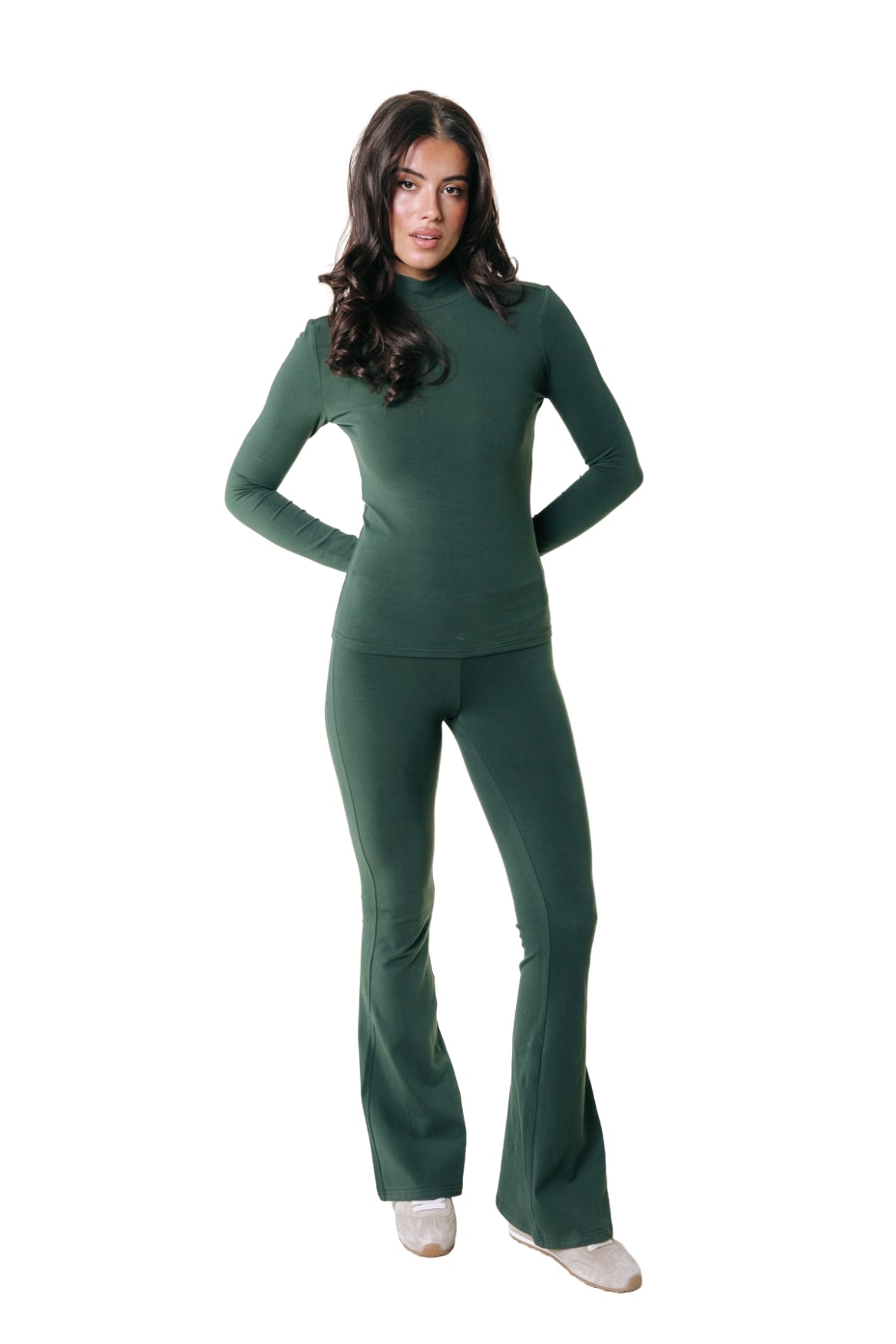 Fitted Flare Pants | Dark green